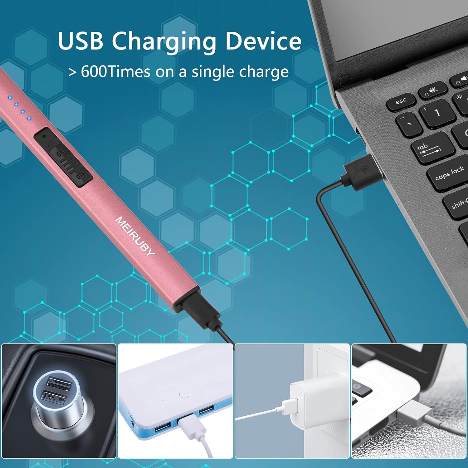 MEIRUBY Electric Candle Lighter, Christmas Stocking Stuffers Gifts for Women Mom Men Wife Sister, USB Arc Rechargeable Windproof Long Lighter for Candle BBQ Housewarming Birthday Gifts Idals