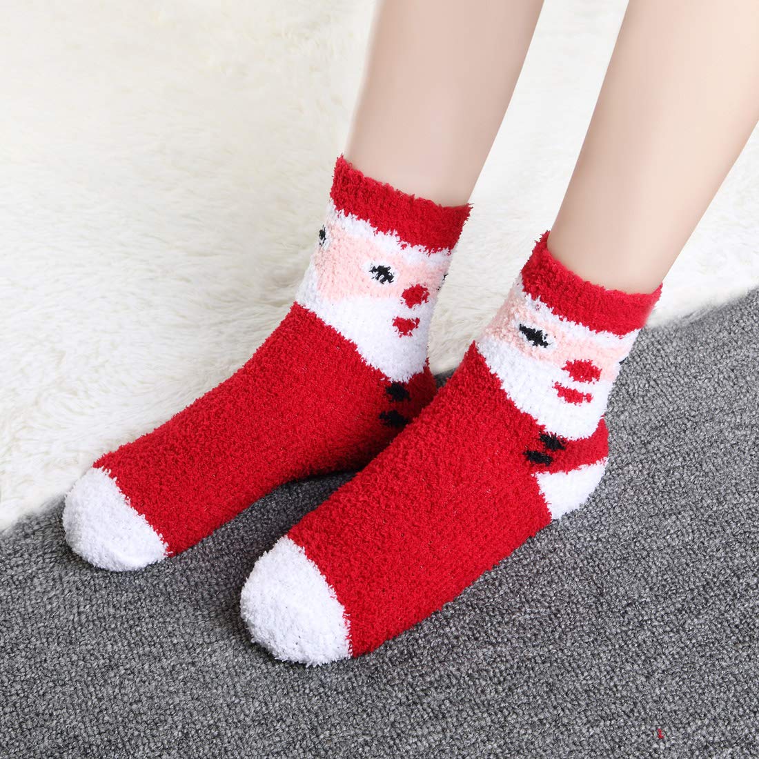Fuzzy Socks for Women Gifts, Fluffy Cozy Plush Soft Slipper Socks for Fall Winter Christmas Warm Sleeping Home 5/6 Pairs