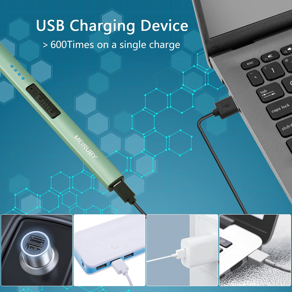 MEIRUBY Electric Candle Lighter, Christmas Stocking Stuffers Gifts for Women Mom Men Wife Sister, USB Arc Rechargeable Windproof Long Lighter for Candle BBQ Housewarming Birthday Gifts Idals