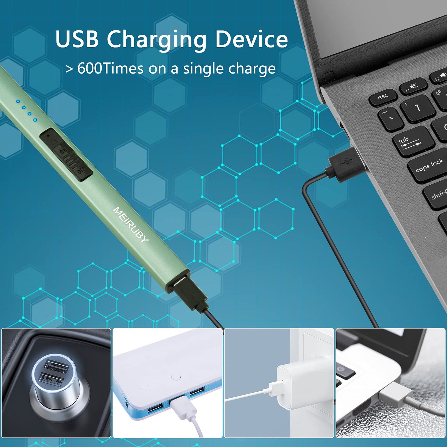 MEIRUBY Electric Candle Lighter, Christmas Stocking Stuffers Gifts for Women Mom Men Wife Sister, USB Arc Rechargeable Windproof Long Lighter for Candle BBQ Housewarming Birthday Gifts Idals