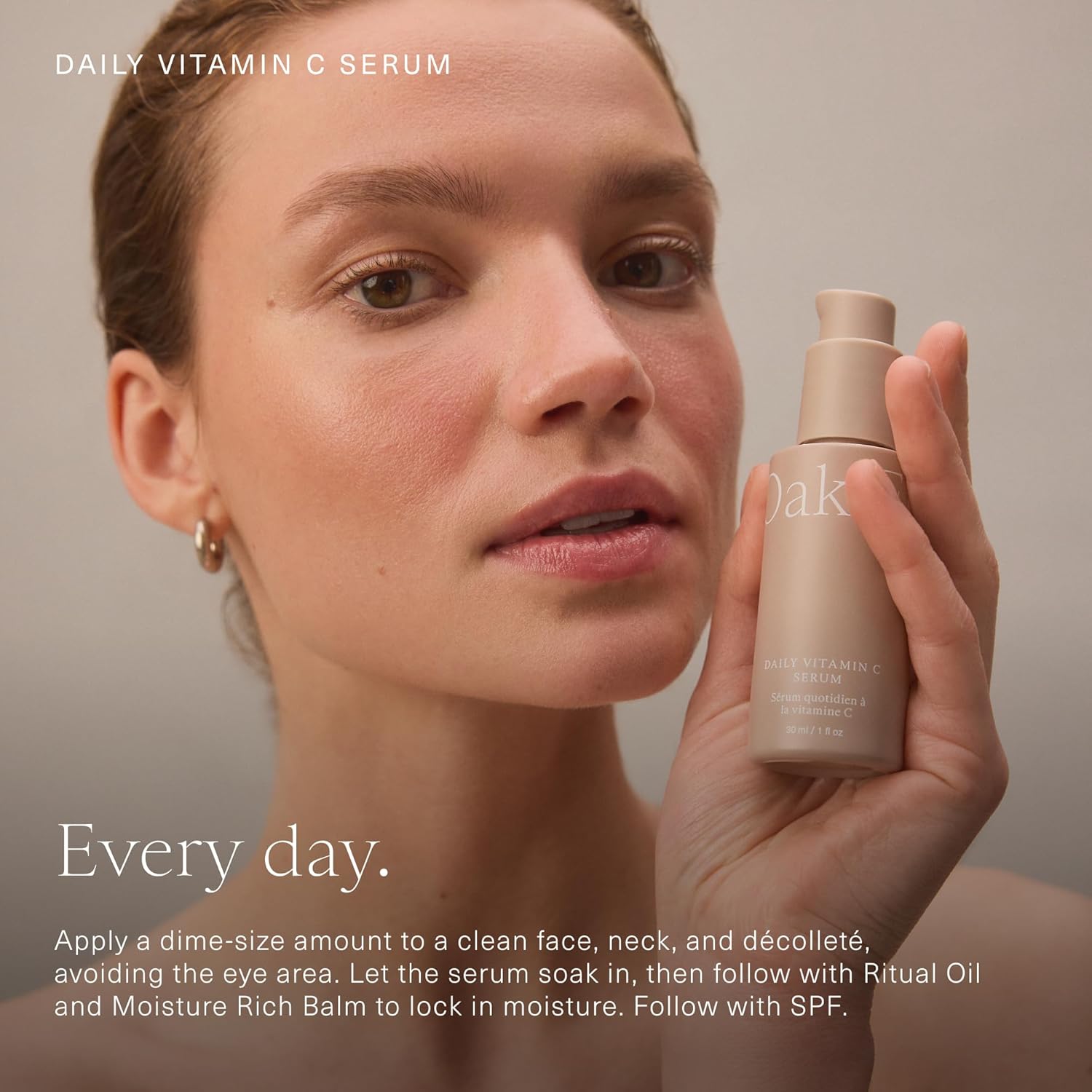 Oak Essentials Daily Vitamin C Serum | Face Serum for Even Skin Tone with Stable Vitamin C, Squalane & Plankton Extract, 1 Oz