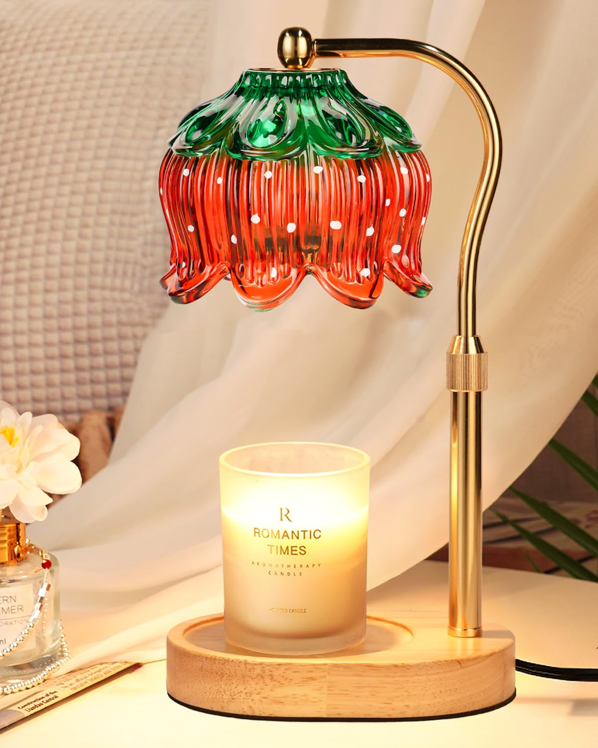Flower Candle Warmer Lamp with Timer, Dimmable Candle Lamp Warmer, Christmas Birthday Gift for Women Mom, House Warming for New Home Decor, Lotus Wax Melt Warmer for Jar Candles