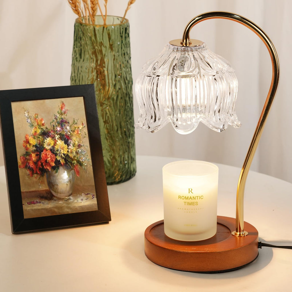 Flower Candle Warmer Lamp with Timer, Dimmable Candle Lamp Warmer, Christmas Birthday Gift for Women Mom, House Warming for New Home Decor, Lotus Wax Melt Warmer for Jar Candles