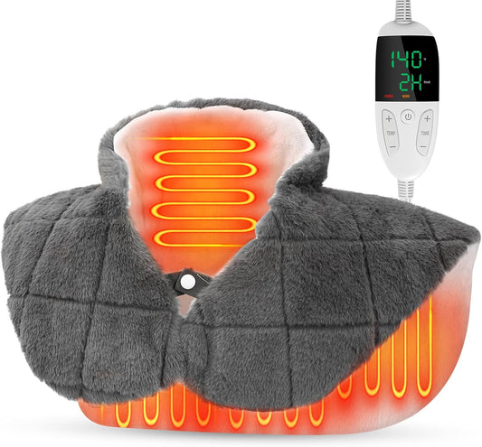 Neck and Shoulder Heating Pad for Pain Relief, XHBDXDP Weighted Neck Heating Pads, 24 x 20″ Neck Heating Pad with Tourmaline Beads, 5 Heat Settings, 4 Auto-Off, Gift for Women