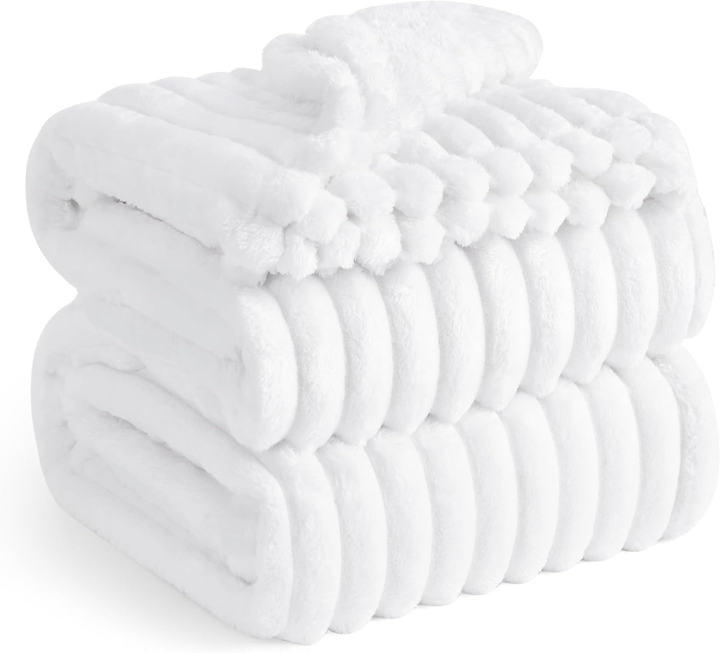 Bedsure GentleSoft White Throw Blanket for Couch - Cozy Blanket for Women, Cute Fleece Throw for Girls, Christmas Birthday Gifts for Women Men Teen, Room Home Boho Fall Decor, Off White, 50x60 Inches