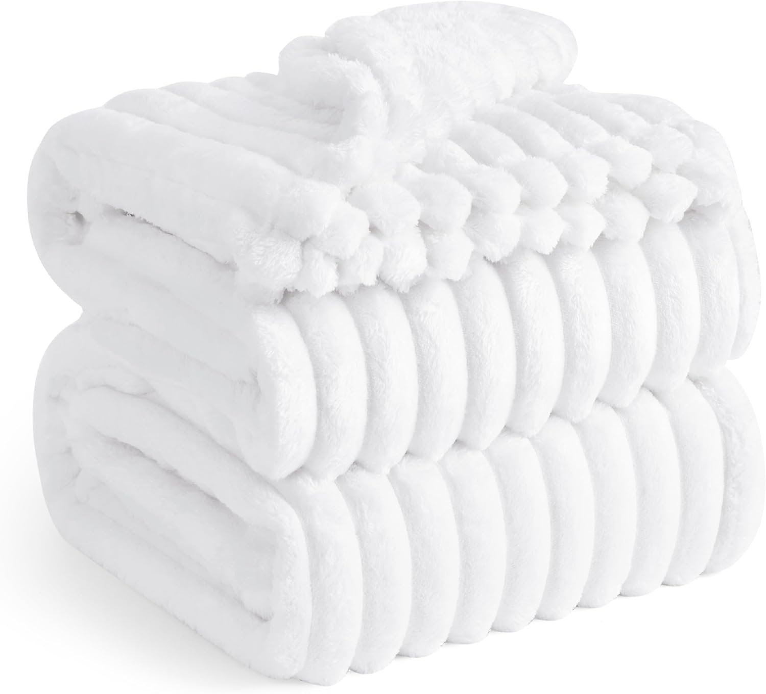 Bedsure GentleSoft White Throw Blanket for Couch - Cozy Blanket for Women, Cute Fleece Throw for Girls, Christmas Birthday Gifts for Women Men Teen, Room Home Boho Fall Decor, Off White, 50x60 Inches