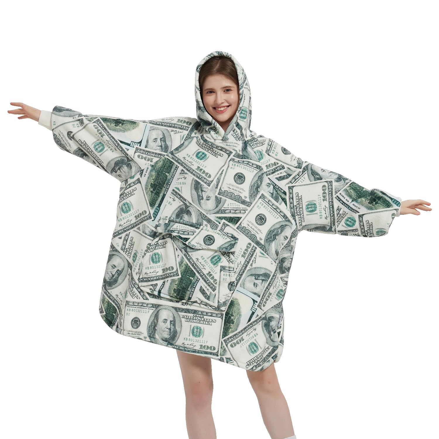 Krifey Wearable Blanket Hoodie, Oversized Sherpa Fleece Sweatshirt with Giant Pocket, Birthday Gifts for Women, Warm Christmas Gift for Mom, Wife, or Girlfriend