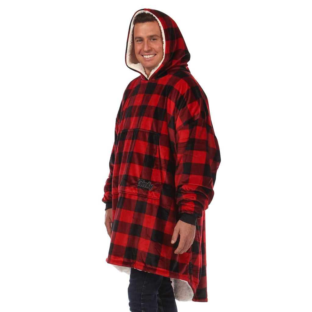 THE COMFY Original | Sherpa Lined Microfiber Fleece Wearable Blanket, Oversized Design with Hood and Pocket from Shark Tank