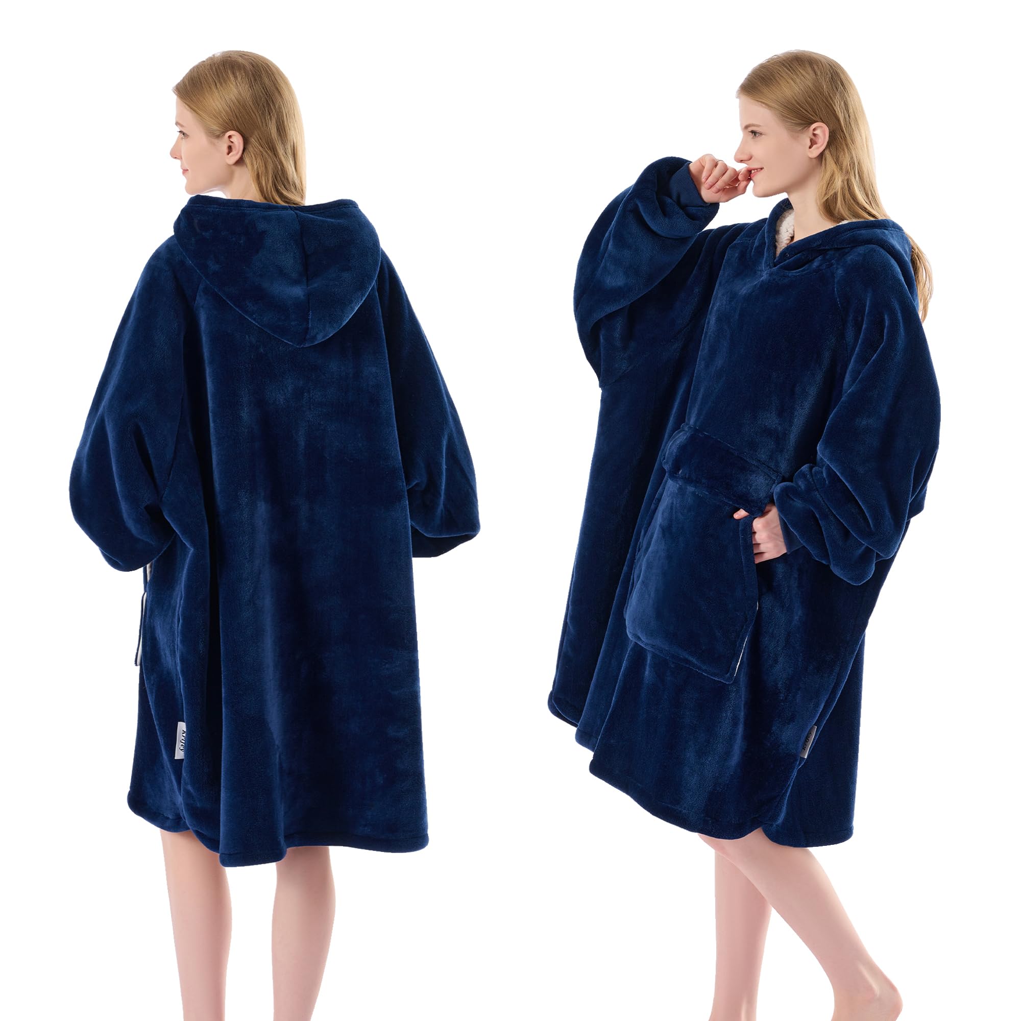 Krifey Wearable Blanket Hoodie, Oversized Sherpa Fleece Sweatshirt with Giant Pocket, Birthday Gifts for Women, Warm Christmas Gift for Mom, Wife, or Girlfriend