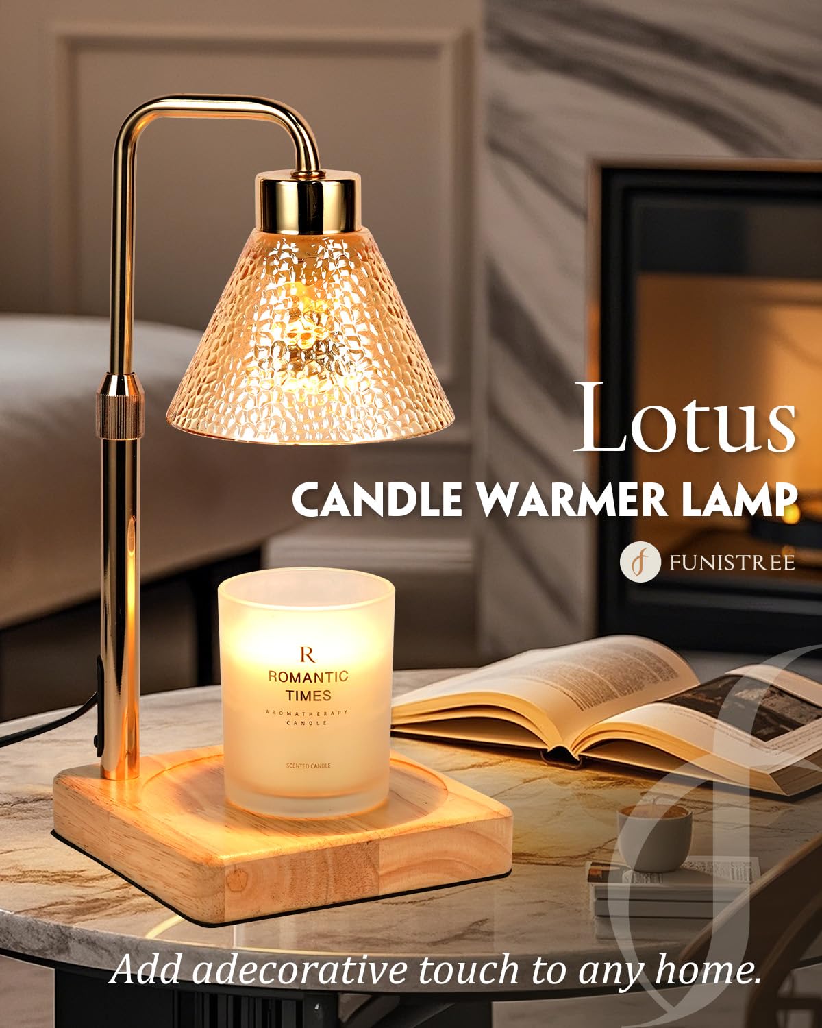 Flower Candle Warmer Lamp with Timer, Dimmable Candle Lamp Warmer, Christmas Birthday Gift for Women Mom, House Warming for New Home Decor, Lotus Wax Melt Warmer for Jar Candles