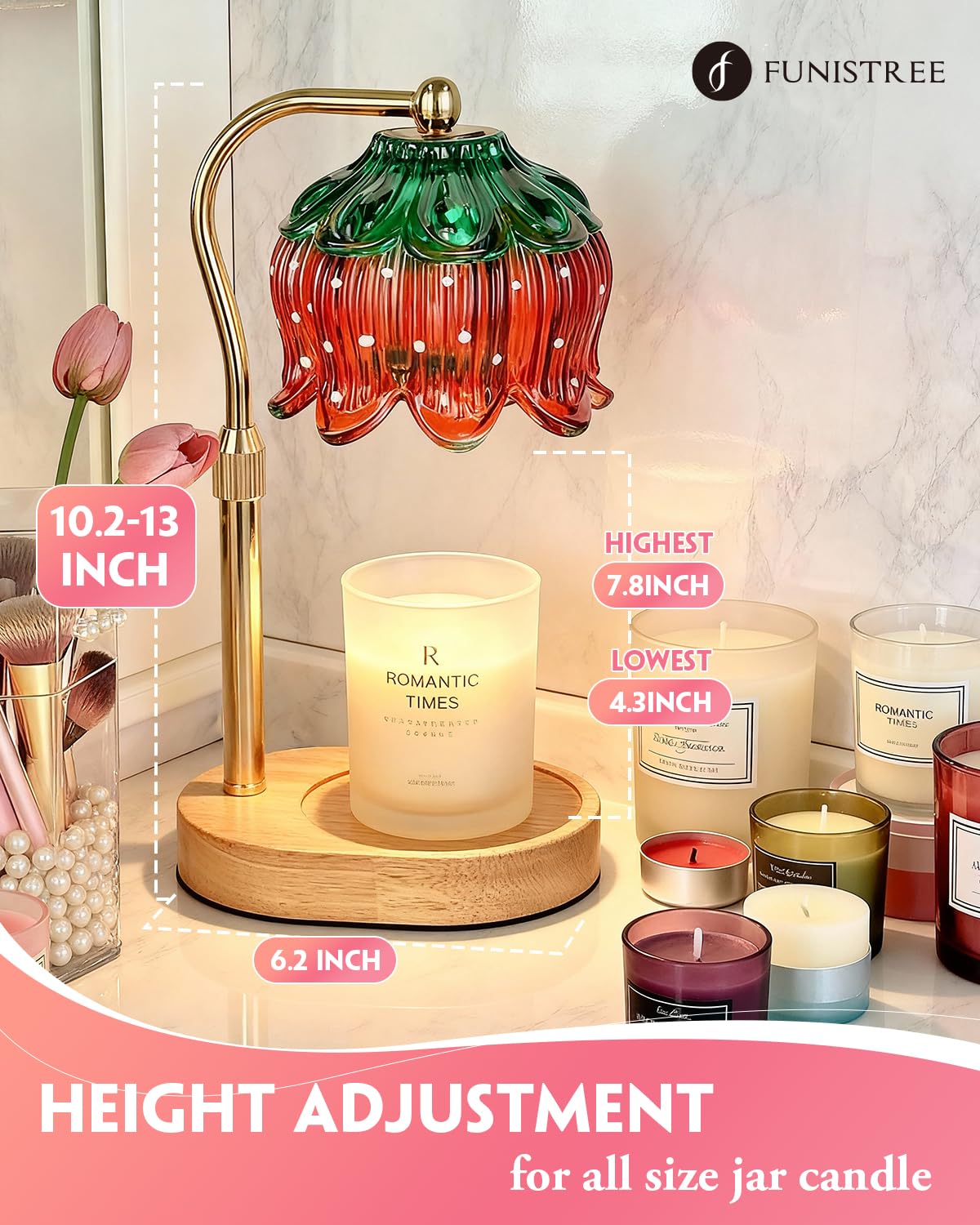 Flower Candle Warmer Lamp with Timer, Dimmable Candle Lamp Warmer, Christmas Birthday Gift for Women Mom, House Warming for New Home Decor, Lotus Wax Melt Warmer for Jar Candles