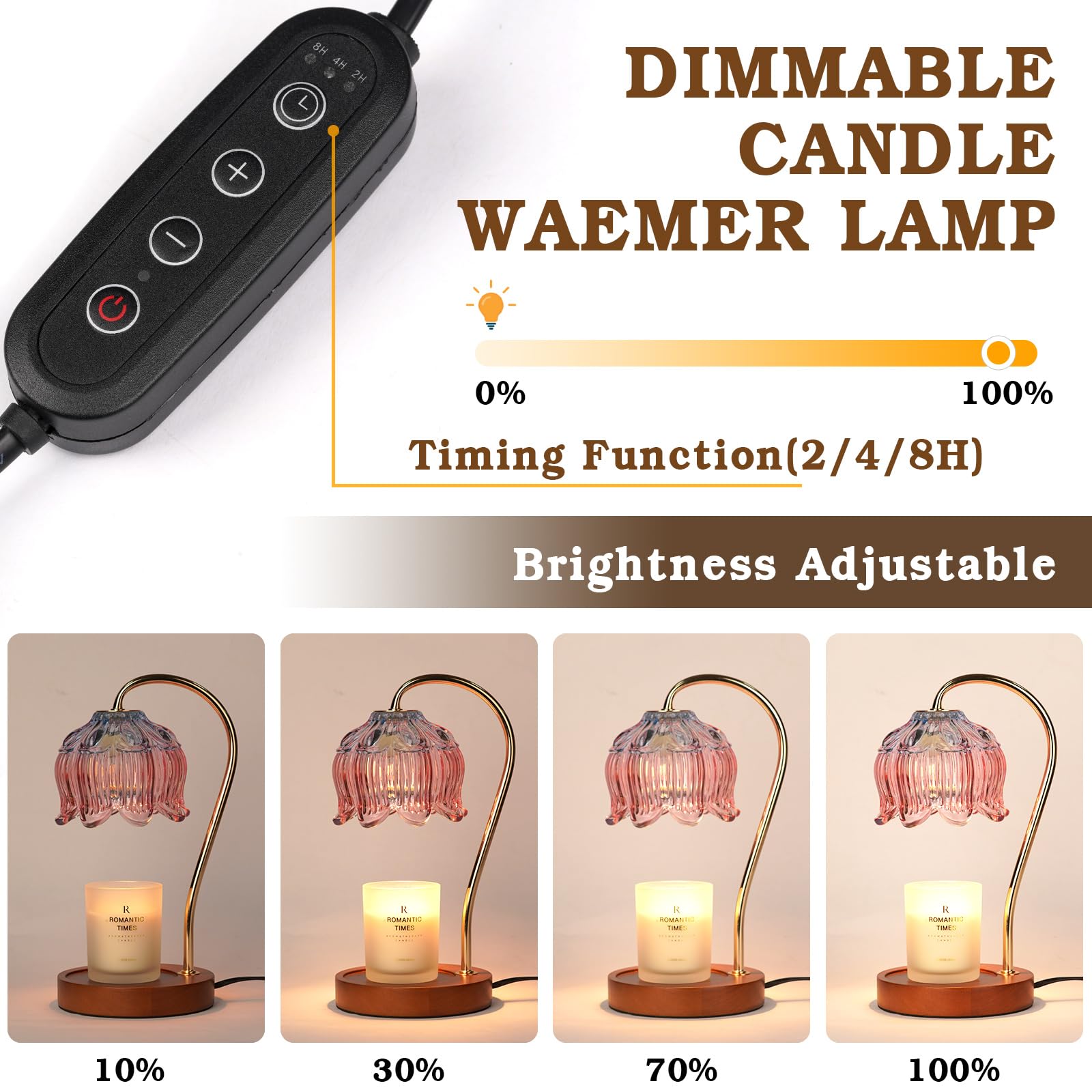 Flower Candle Warmer Lamp with Timer, Dimmable Candle Lamp Warmer, Christmas Birthday Gift for Women Mom, House Warming for New Home Decor, Lotus Wax Melt Warmer for Jar Candles