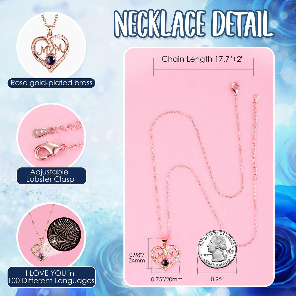 ADDWel Rose Gifts for Women Birthday Christmas - Preserved Real Roses Forever Red Flowers with I Love You in 100 Languages Necklace and Cute Moss Bear for Girlfriend Wife Mom Grandma