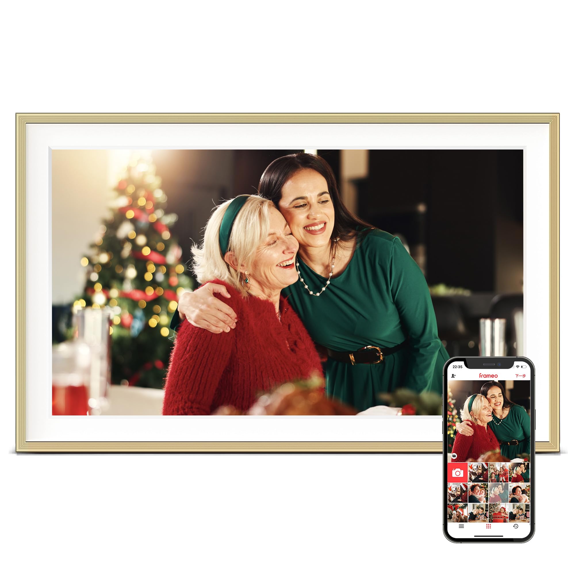 Digital Picture Frame, 10.1'' Frameo Digital Frame Wifi, 32GB Memory, 1280*800 HD Touch Screen Digital Photo Frame, Wall Mountable, Auto-Rotate, Share Instantly, Wedding, Birthday Gifts for Women, Mom