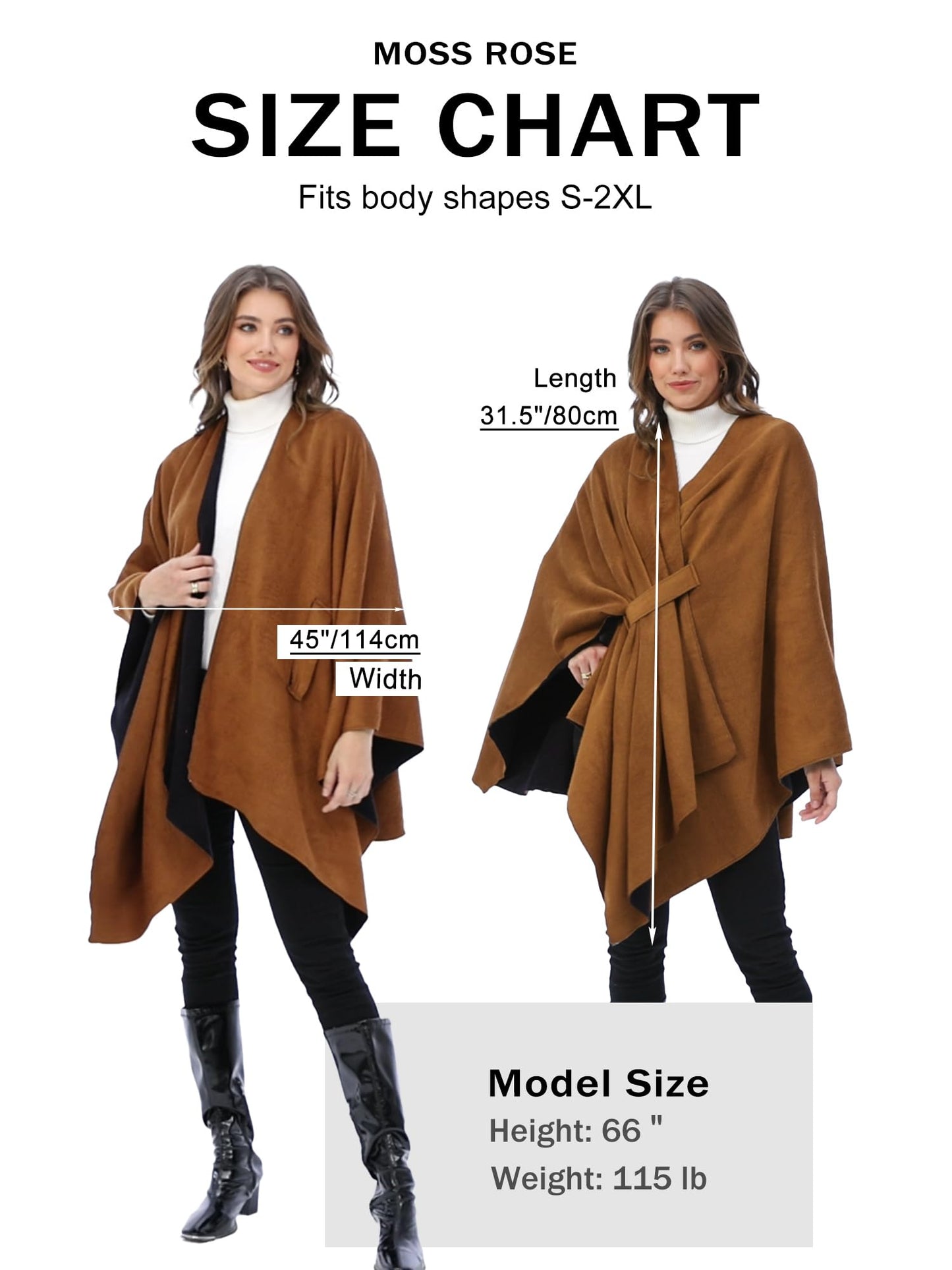 Moss Rose Women's Shawl Wrap Poncho Ruana Cape Open Front Cardigan Shawls for Fall Winter