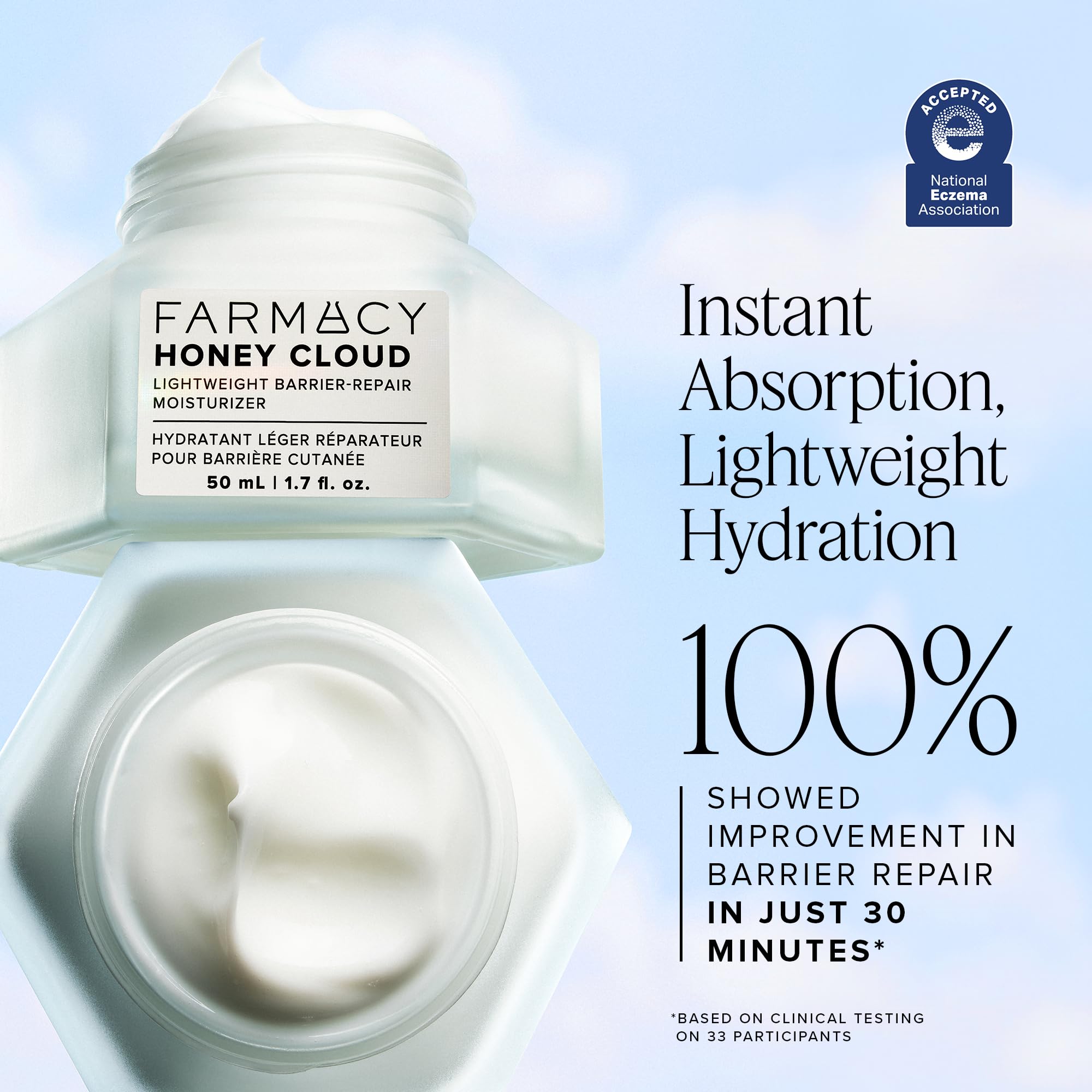 Farmacy Honey Cloud Lightweight Face Moisturizer - Hydrating Face Lotion Infused with Hyaluronic Acid, Peptides & Chamomile - Daily Facial Moisturizer for Oily, Sensitive, or Combination Skin (50ml)