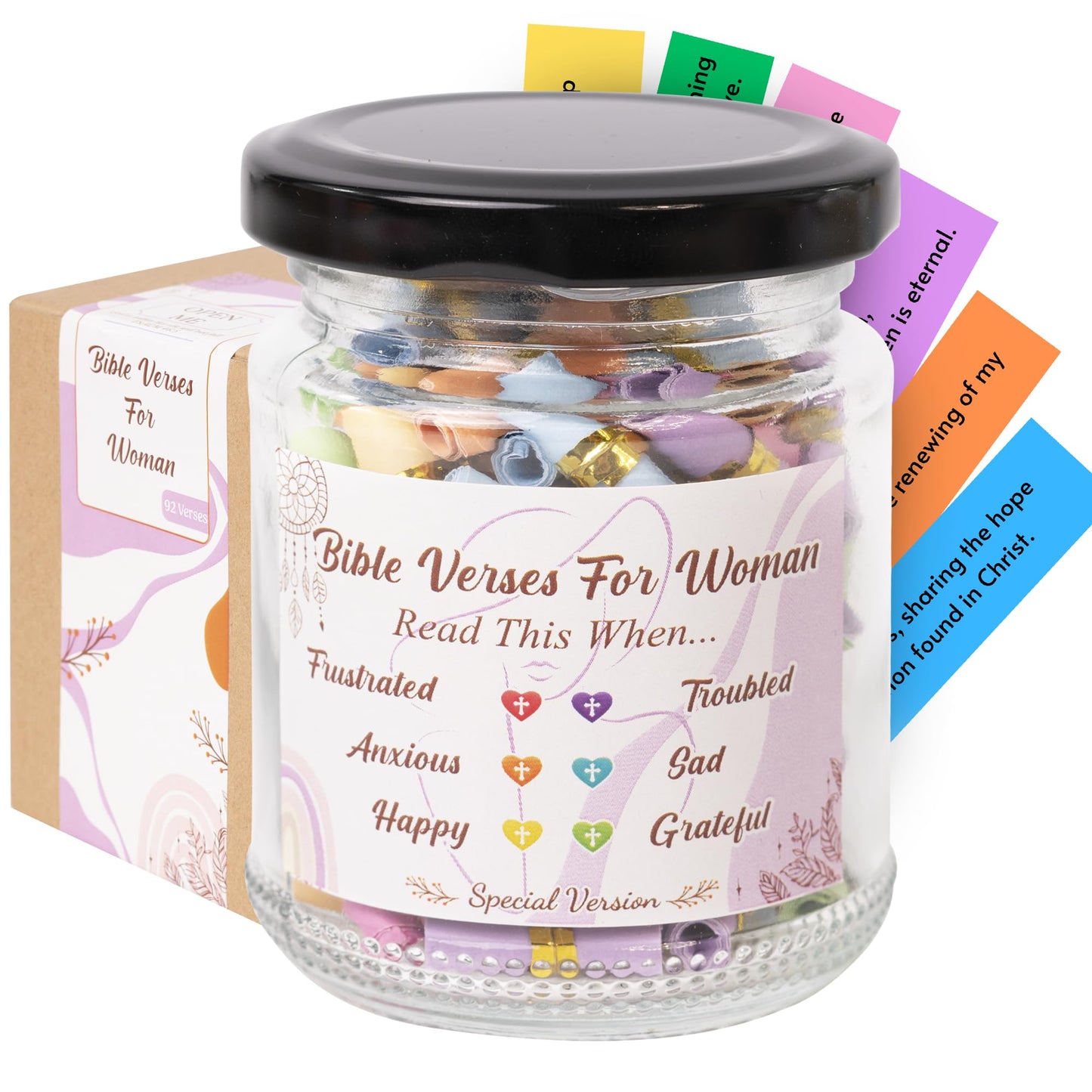 Read This When Bible Verses Jar for Daily Encouragement – Christian, Birthday & Christmas Gifts for Women; Great Gift for Mom, White Elephant Gift & Stocking Stuffer for Women
