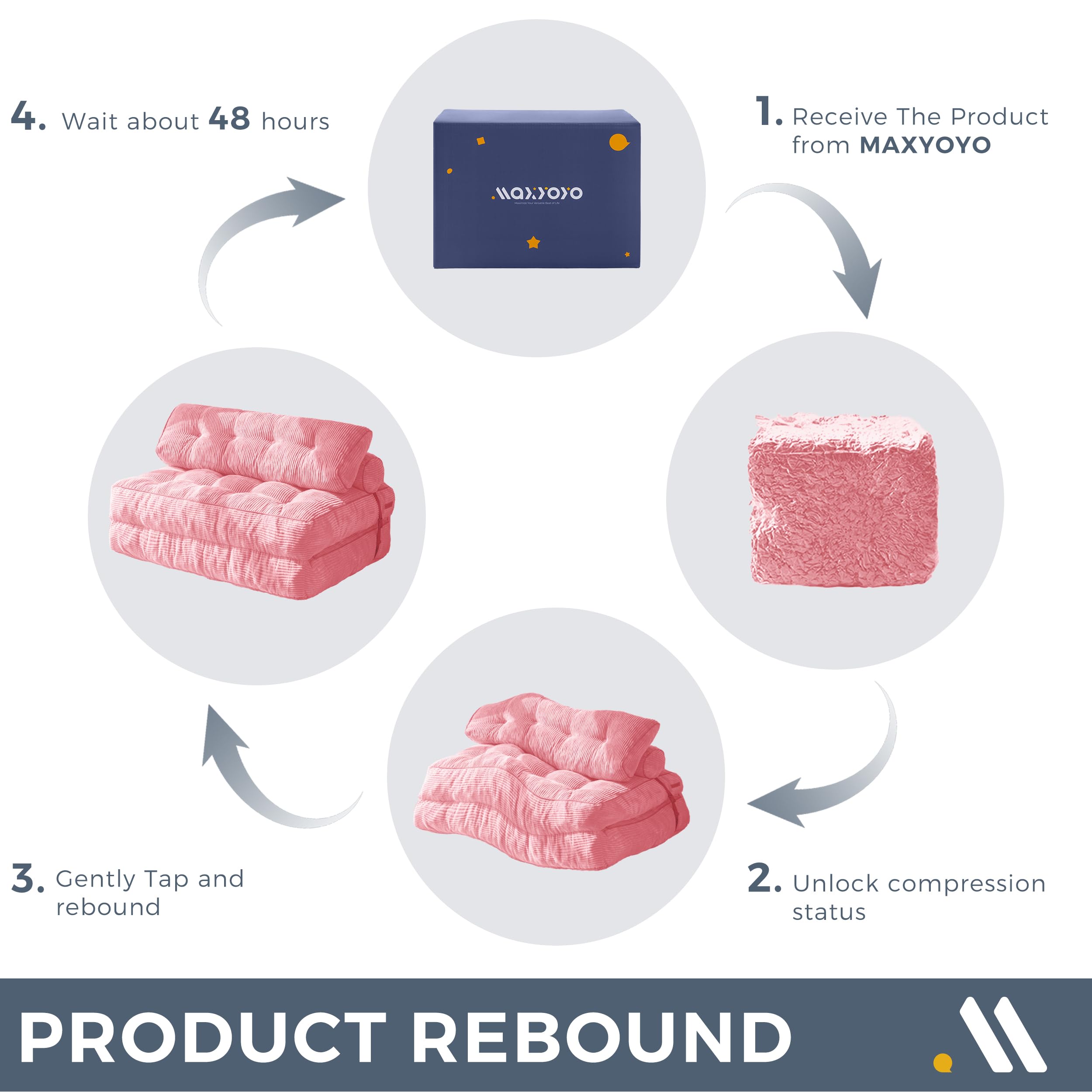 MAXYOYO Folding Sofa Bed, Convertible Sleeper Chair with Pillow Foldable Mattress with Back Support, Portable Fold Out Chair Bed Comfy Floor Sofa Lounge for Living Room Bedroom, Dark Grey, Single