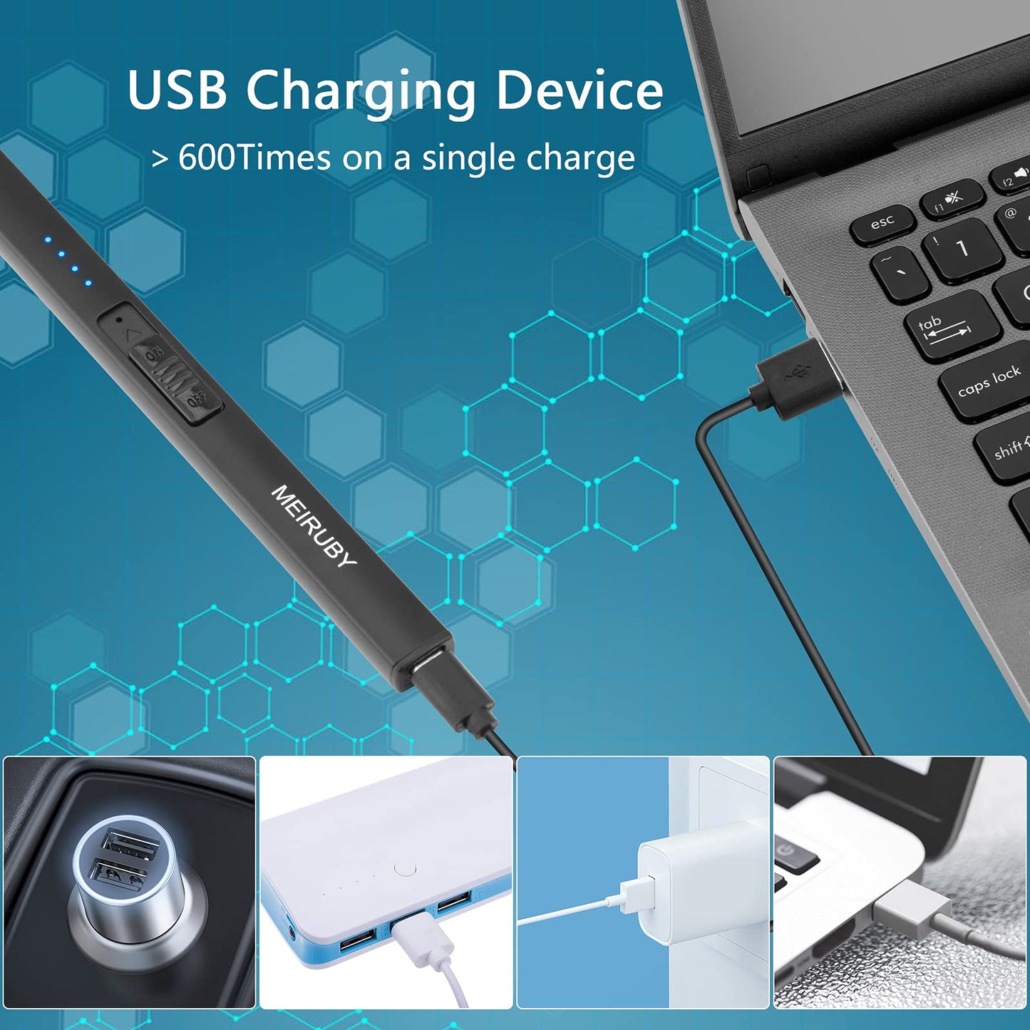 MEIRUBY Electric Candle Lighter, Christmas Stocking Stuffers Gifts for Women Mom Men Wife Sister, USB Arc Rechargeable Windproof Long Lighter for Candle BBQ Housewarming Birthday Gifts Idals