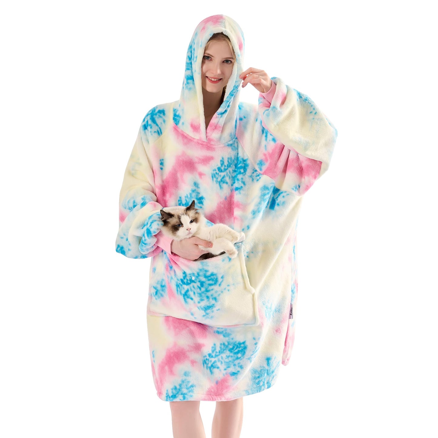 Krifey Wearable Blanket Hoodie, Oversized Sherpa Fleece Sweatshirt with Giant Pocket, Birthday Gifts for Women, Warm Christmas Gift for Mom, Wife, or Girlfriend