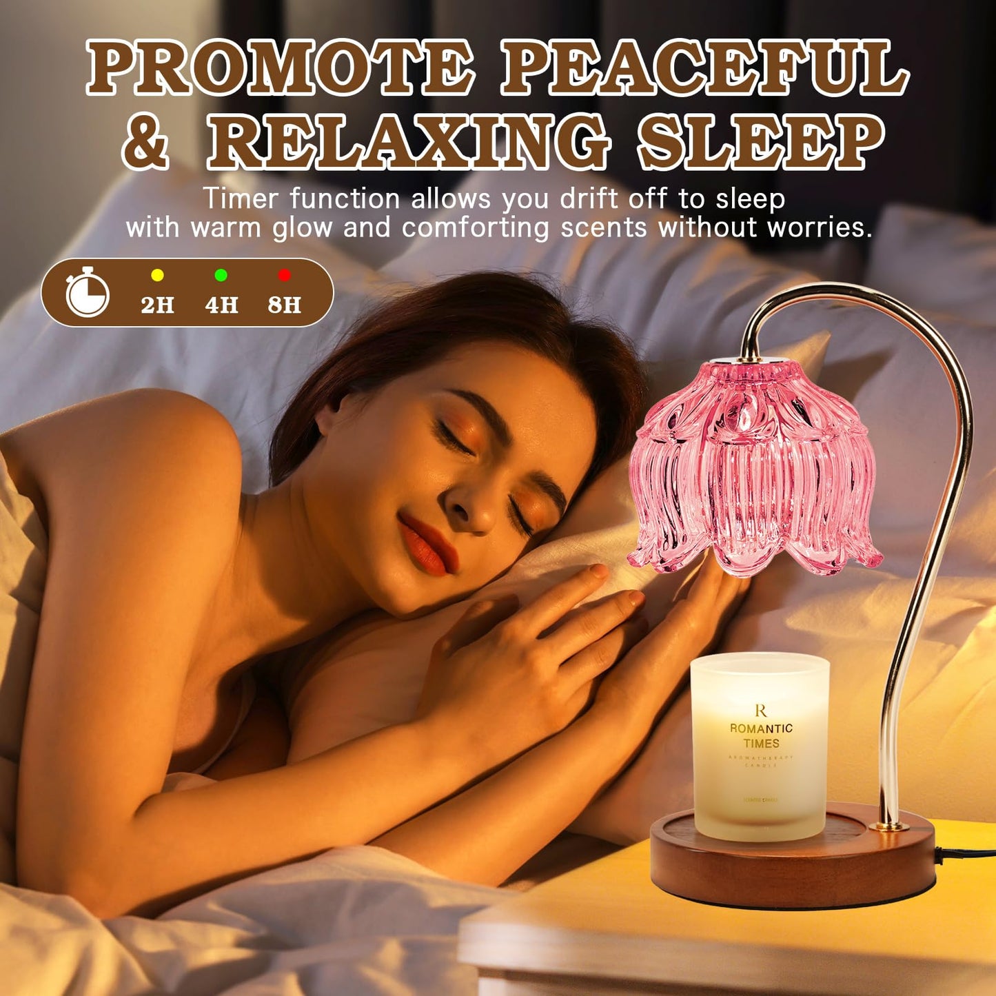 Flower Candle Warmer Lamp with Timer, Dimmable Candle Lamp Warmer, Christmas Birthday Gift for Women Mom, House Warming for New Home Decor, Lotus Wax Melt Warmer for Jar Candles