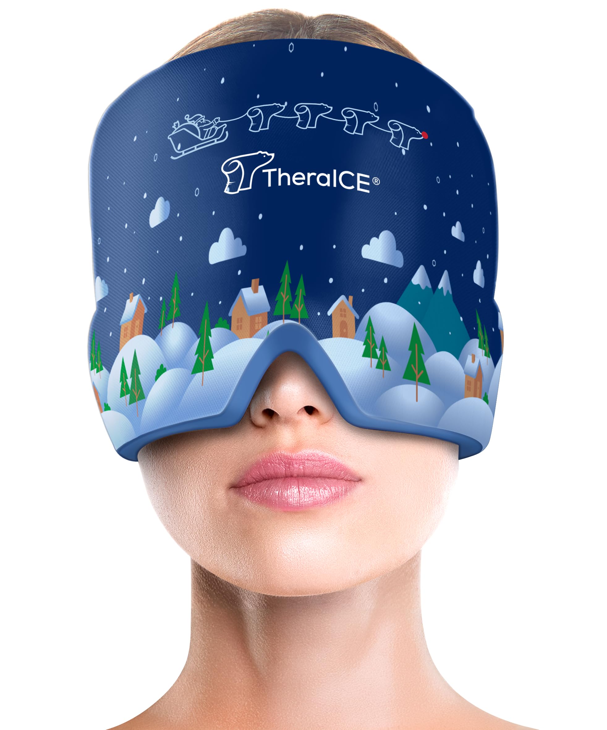 TheraICE Headache Relief Cap, Migraine Ice Pack Mask Products, Women Cooling Gel Hat, Face Cold Compress Head Wrap for Her Stress. Great Birthday Gift for Mom, Sister, Grandma, Girlfriend, & Teacher