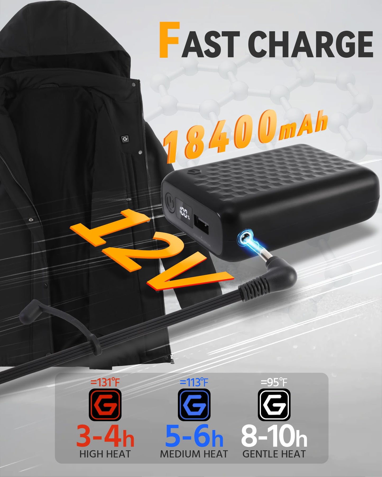Graphene Women Heated Jacket 12V Fast Charge 18400mAh Large Capacity