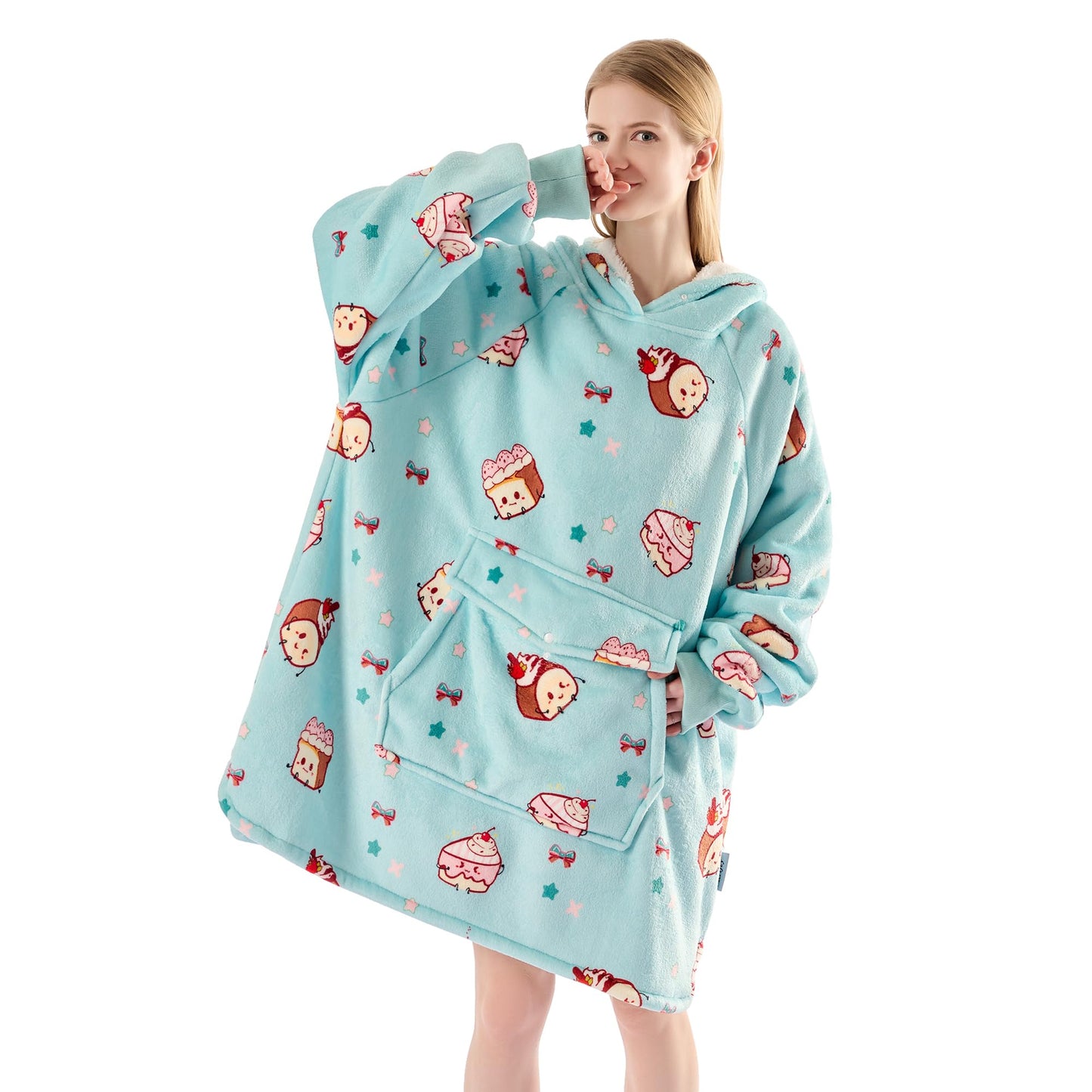 Krifey Wearable Blanket Hoodie, Oversized Sherpa Fleece Sweatshirt with Giant Pocket, Birthday Gifts for Women, Warm Christmas Gift for Mom, Wife, or Girlfriend