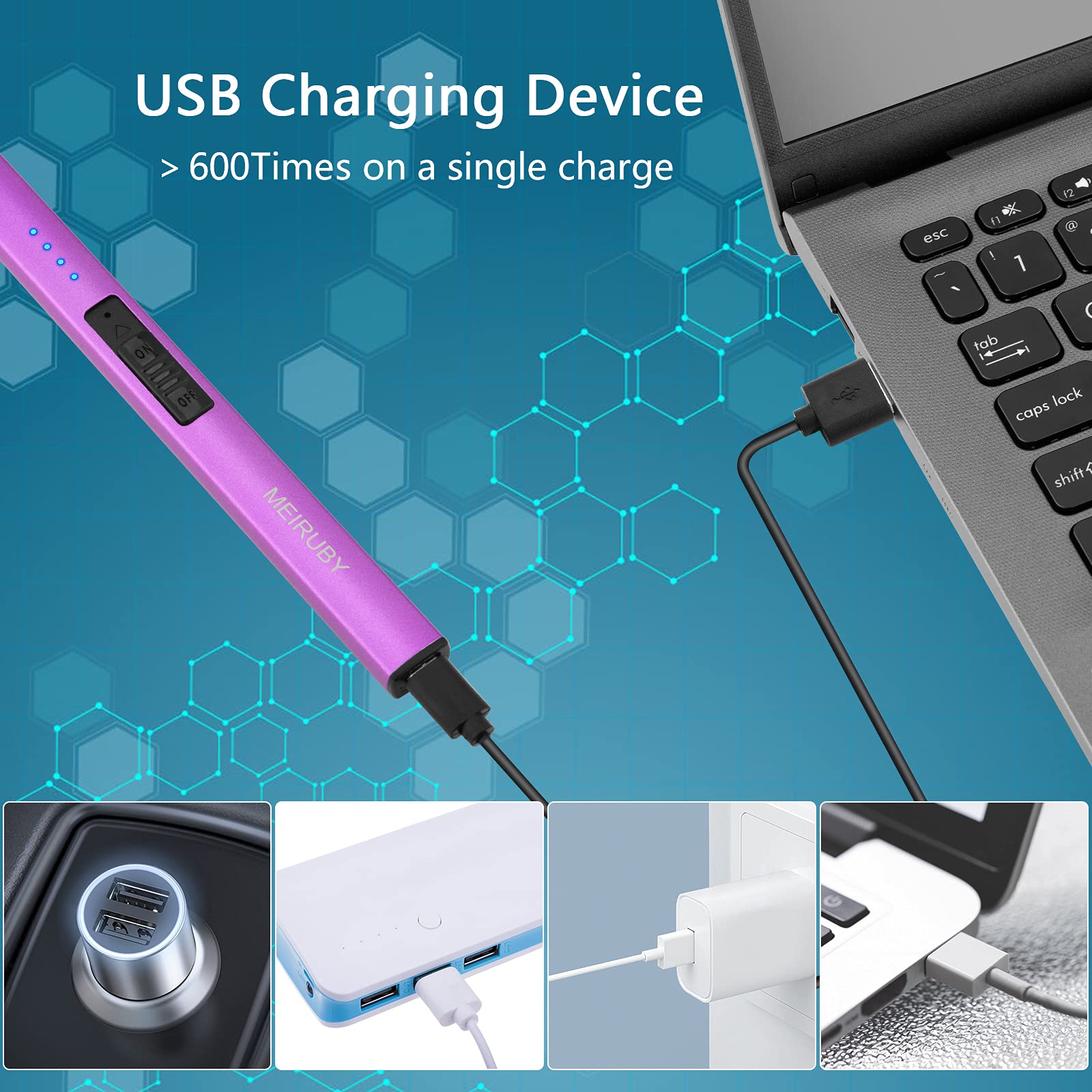 MEIRUBY Electric Candle Lighter, Christmas Stocking Stuffers Gifts for Women Mom Men Wife Sister, USB Arc Rechargeable Windproof Long Lighter for Candle BBQ Housewarming Birthday Gifts Idals