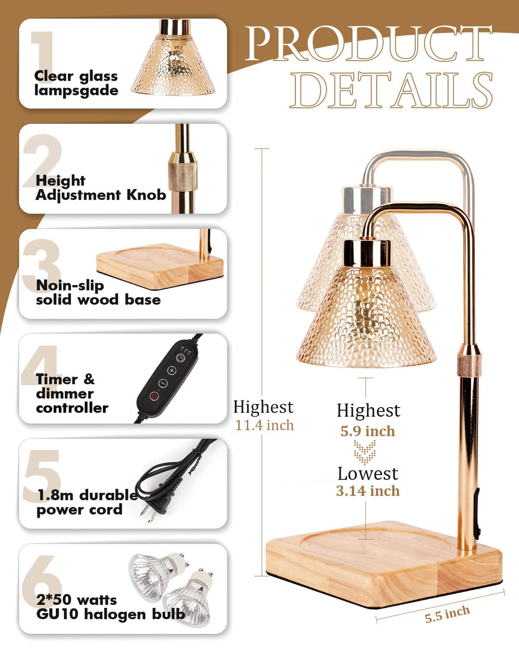 Flower Candle Warmer Lamp with Timer, Dimmable Candle Lamp Warmer, Christmas Birthday Gift for Women Mom, House Warming for New Home Decor, Lotus Wax Melt Warmer for Jar Candles