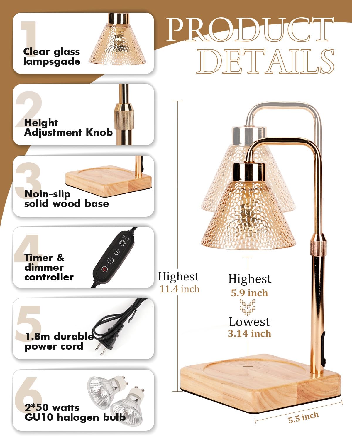 Flower Candle Warmer Lamp with Timer, Dimmable Candle Lamp Warmer, Christmas Birthday Gift for Women Mom, House Warming for New Home Decor, Lotus Wax Melt Warmer for Jar Candles