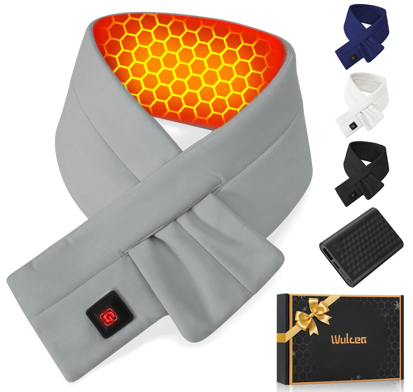 Wulcea Graphene Heated Scarf for Men Women 5V2A 6000mAh Fast Heating Long-Lasting Compact Battery