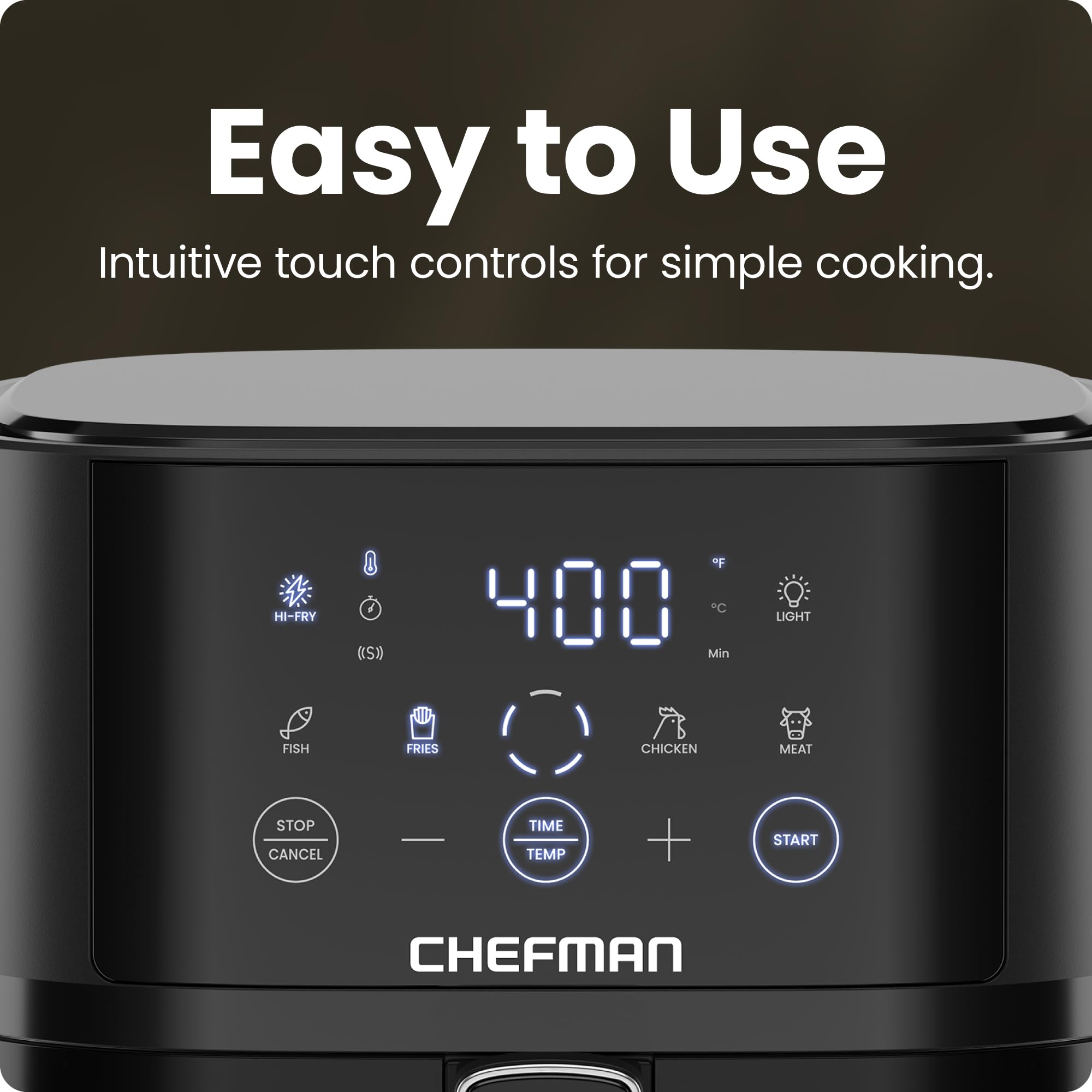 Chefman Air Fryer – 4 QT Compact Airfryer for Quick & Easy Meals in Minutes, Features Hi-Fry Technology for Extra Crisp, Touchscreen Controls with 4 Presets, Nonstick & Dishwasher Safe Basket - Black