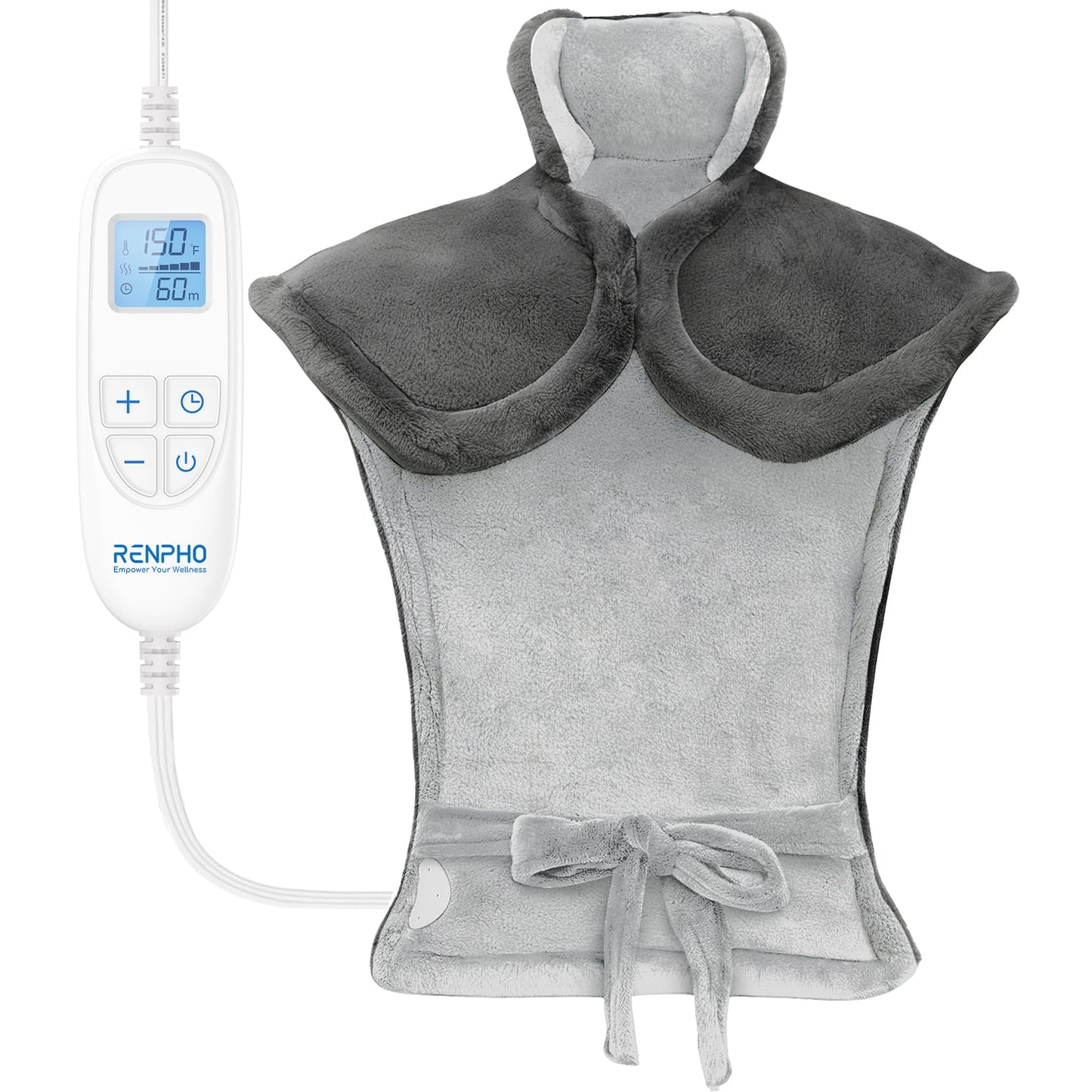 RENPHO Electric Heating Pad for Back, Birthday Christmas Gifts for Women Men Mom Dad Elderly, FSA Eligible Items Only List, Large Heat Pad for Neck Shoulders, 24"x33", ETL Certified, Gray