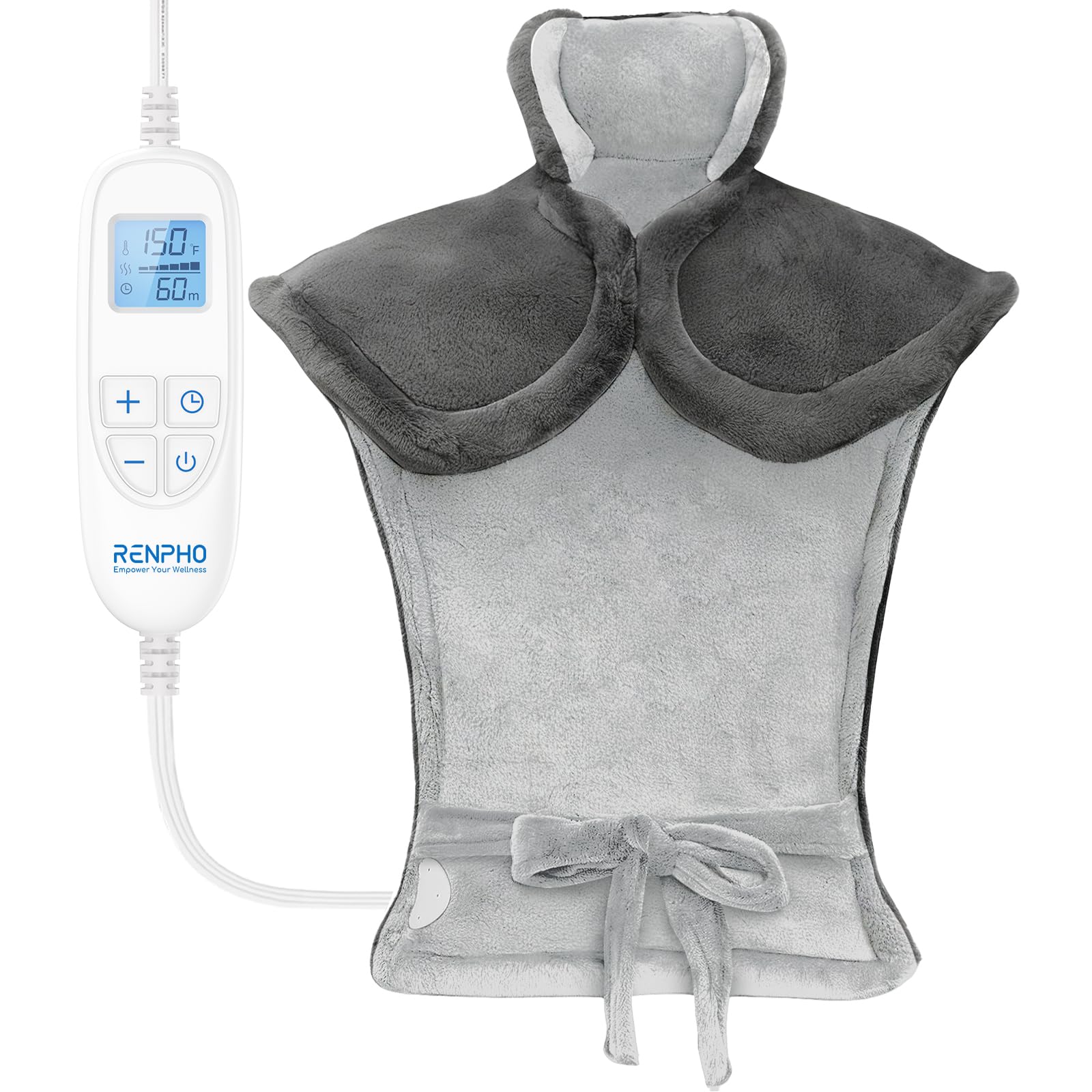 RENPHO Electric Heating Pad for Back, Birthday Christmas Gifts for Women Men Mom Dad Elderly, FSA Eligible Items Only List, Large Heat Pad for Neck Shoulders, 24"x33", ETL Certified, Gray