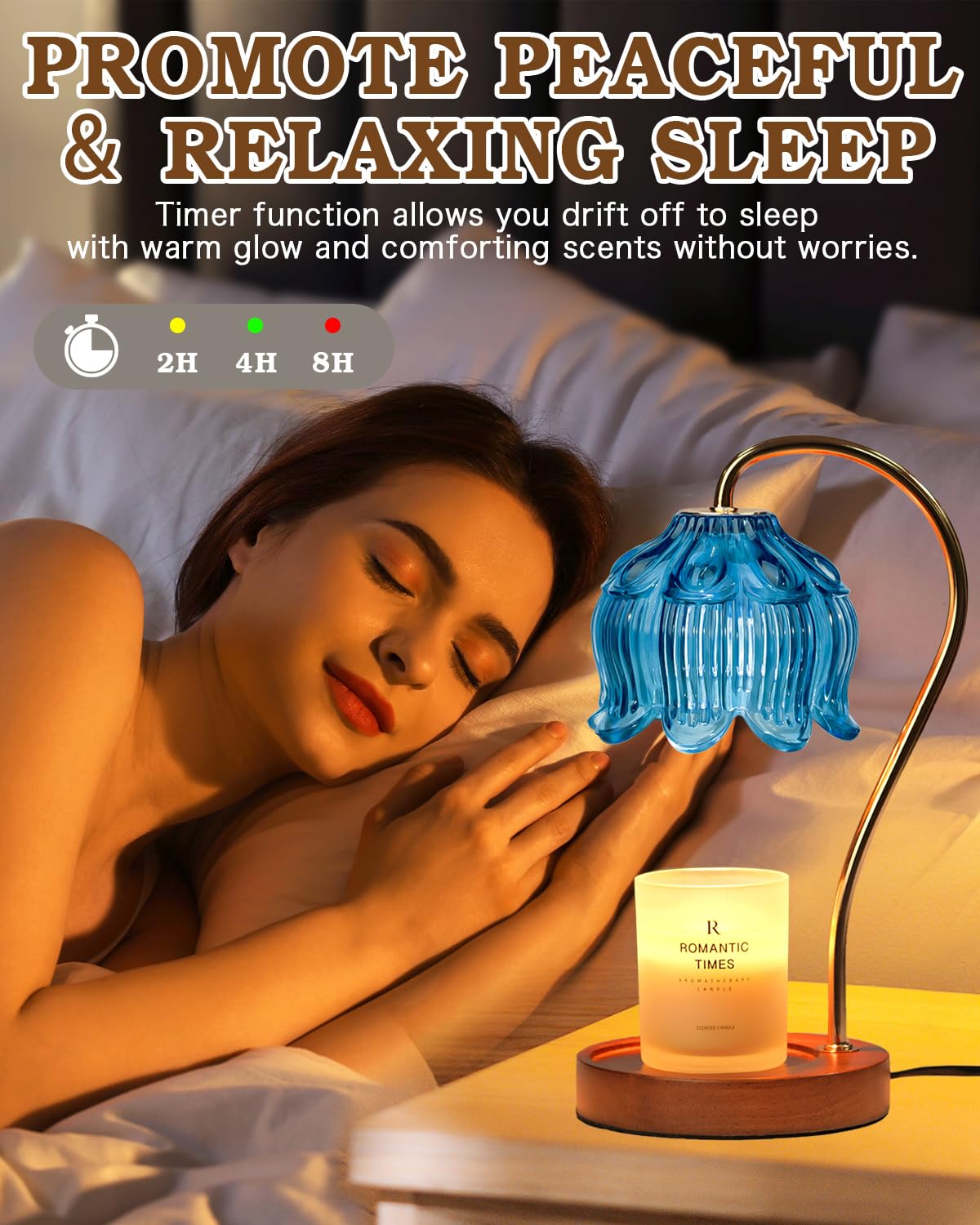 Flower Candle Warmer Lamp with Timer, Dimmable Candle Lamp Warmer, Christmas Birthday Gift for Women Mom, House Warming for New Home Decor, Lotus Wax Melt Warmer for Jar Candles