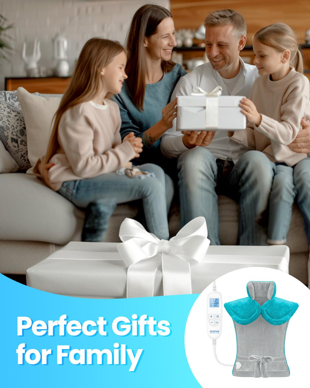 RENPHO Electric Heating Pad for Back, Birthday Christmas Gifts for Women Men Mom Dad Elderly, FSA Eligible Items Only List, Large Heat Pad for Neck Shoulders, 24"x33", ETL Certified, Gray