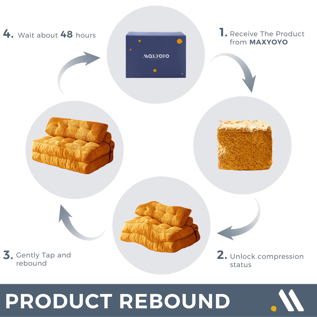 MAXYOYO Folding Sofa Bed, Convertible Sleeper Chair with Pillow Foldable Mattress with Back Support, Portable Fold Out Chair Bed Comfy Floor Sofa Lounge for Living Room Bedroom, Dark Grey, Single