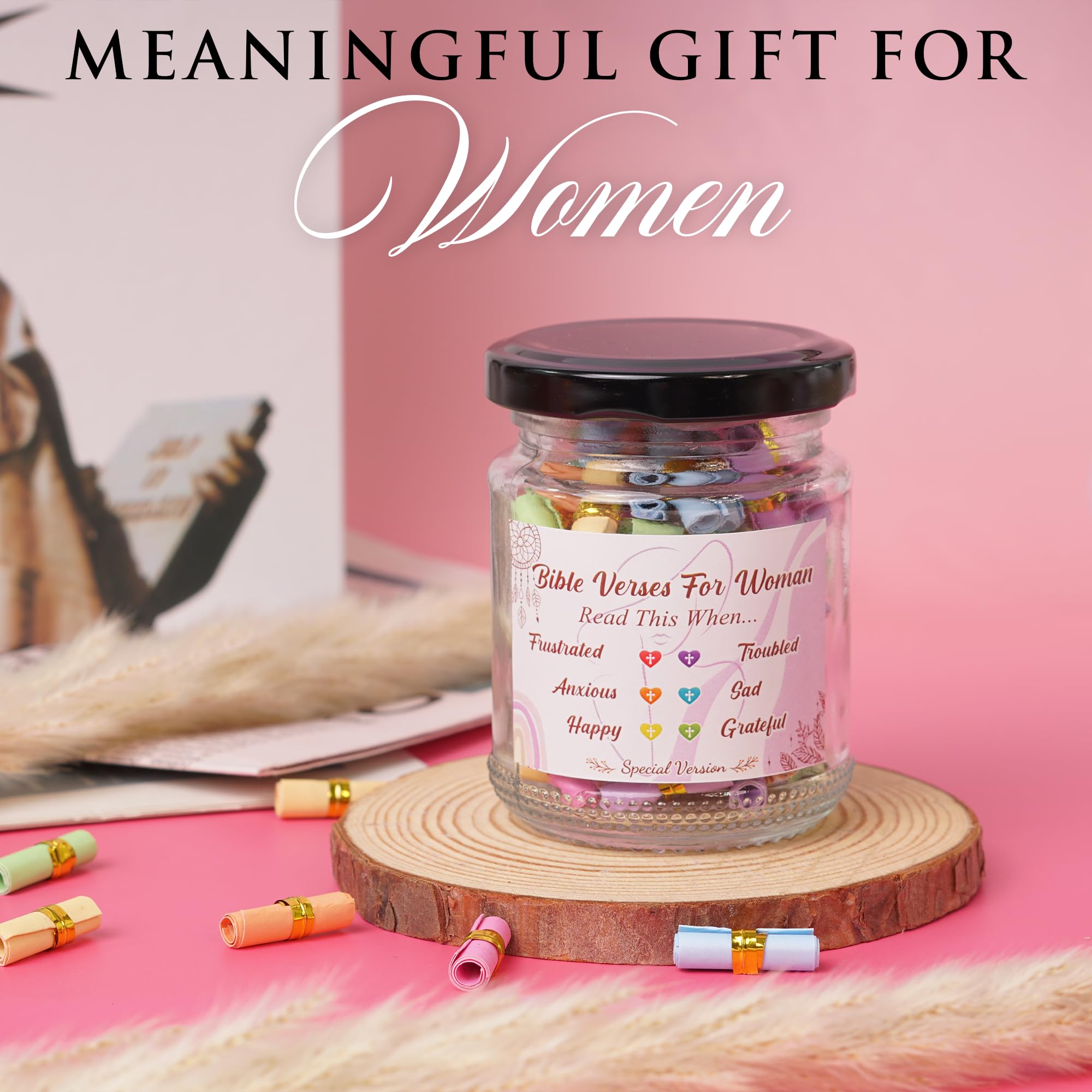 Read This When Bible Verses Jar for Daily Encouragement – Christian, Birthday & Christmas Gifts for Women; Great Gift for Mom, White Elephant Gift & Stocking Stuffer for Women