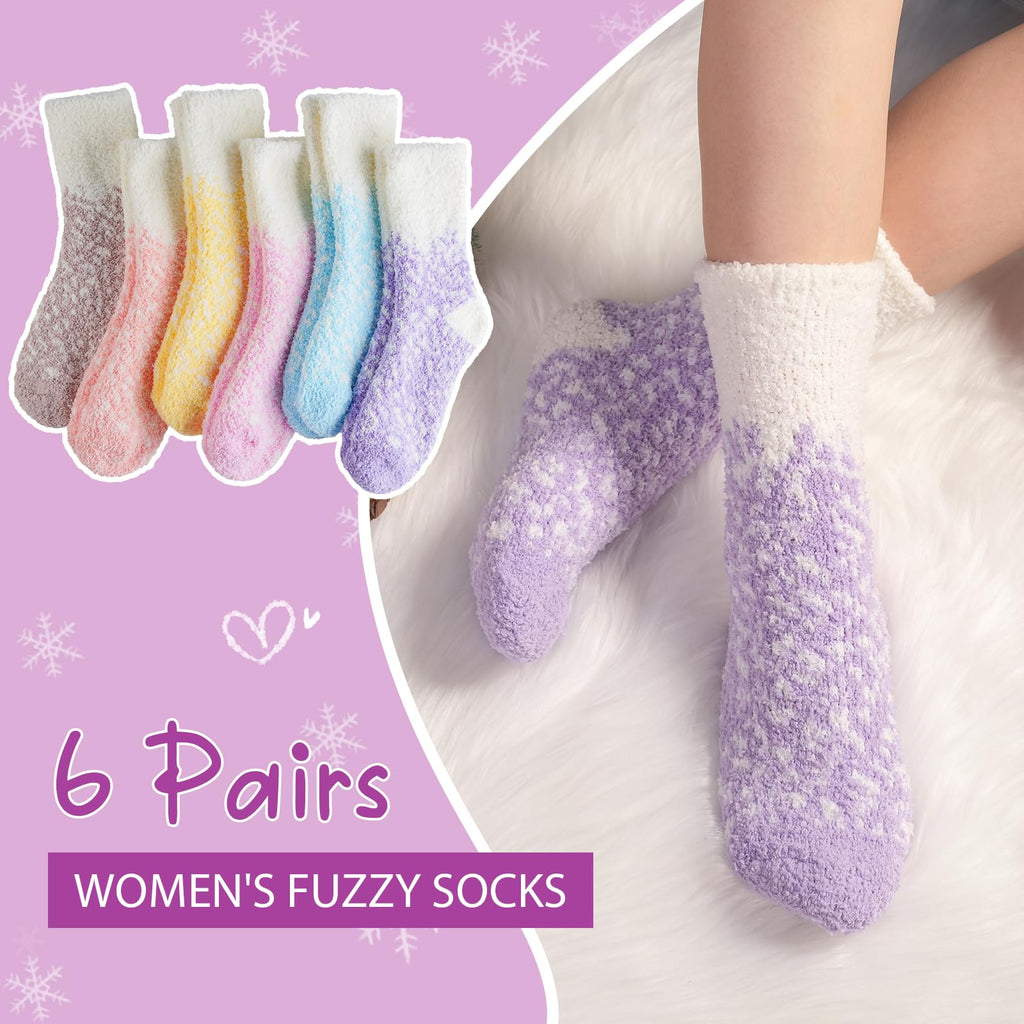 Fuzzy Socks for Women Gifts, Fluffy Cozy Plush Soft Slipper Socks for Fall Winter Christmas Warm Sleeping Home 5/6 Pairs