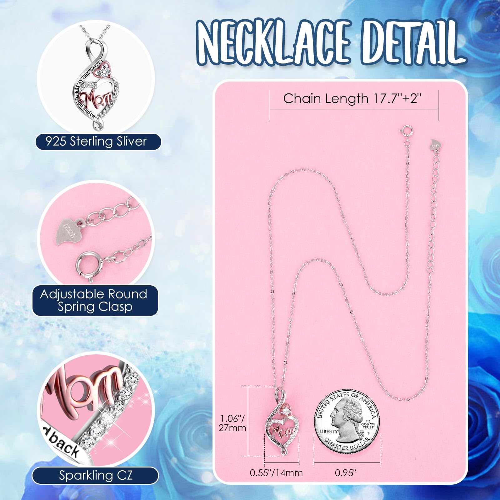 ADDWel Rose Gifts for Women Birthday Christmas - Preserved Real Roses Forever Red Flowers with I Love You in 100 Languages Necklace and Cute Moss Bear for Girlfriend Wife Mom Grandma