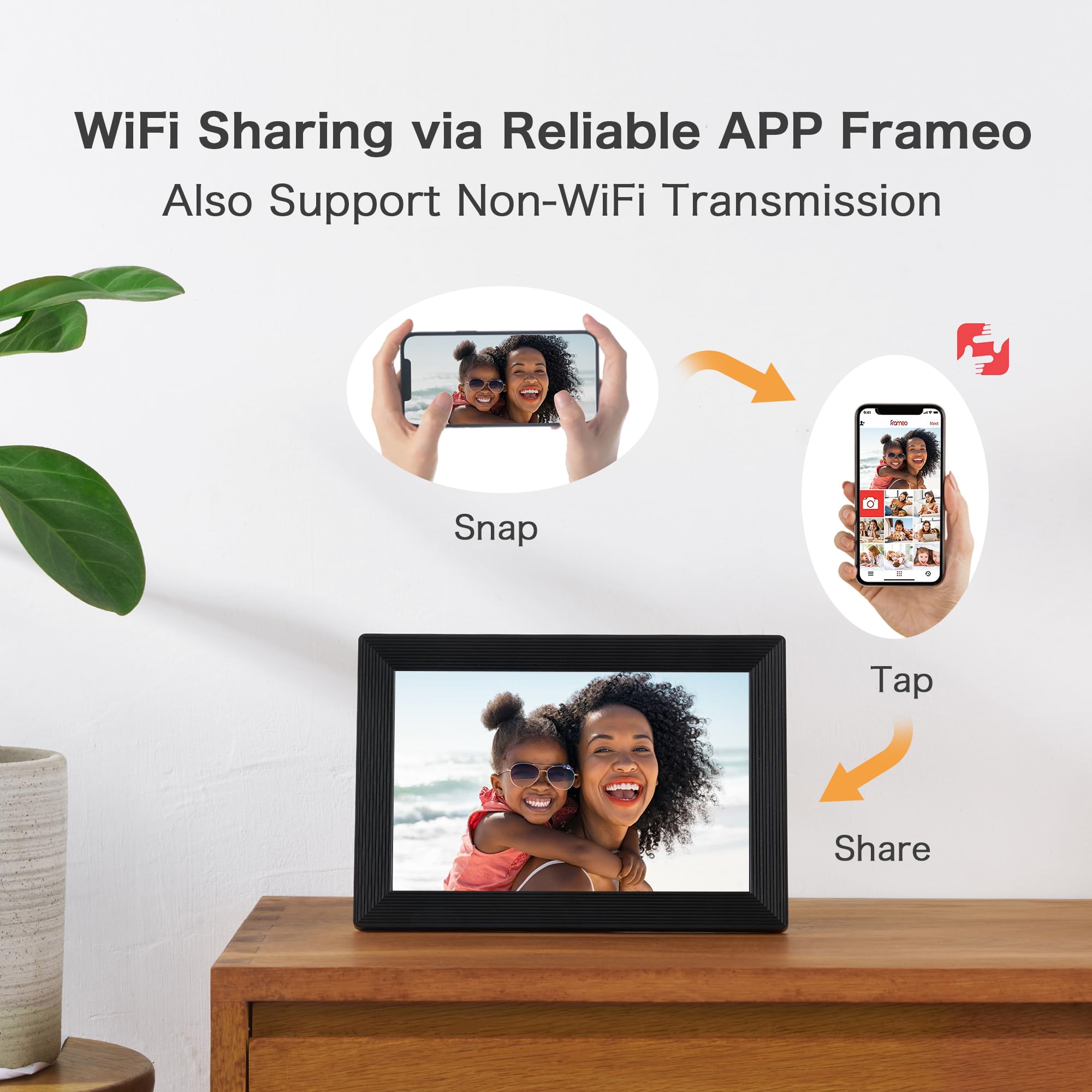 Digital Picture Frame, 10.1'' Frameo Digital Frame Wifi, 32GB Memory, 1280*800 HD Touch Screen Digital Photo Frame, Wall Mountable, Auto-Rotate, Share Instantly, Wedding, Birthday Gifts for Women, Mom