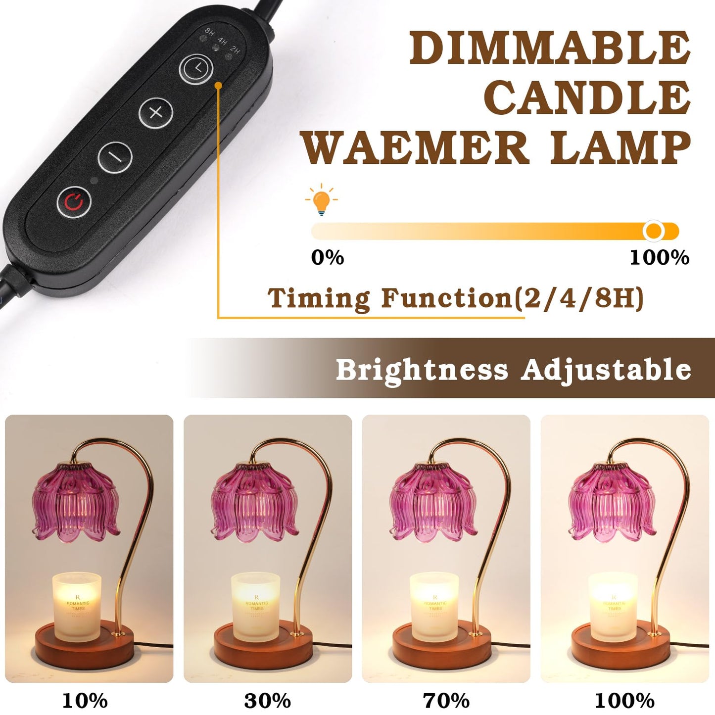 Flower Candle Warmer Lamp with Timer, Dimmable Candle Lamp Warmer, Christmas Birthday Gift for Women Mom, House Warming for New Home Decor, Lotus Wax Melt Warmer for Jar Candles
