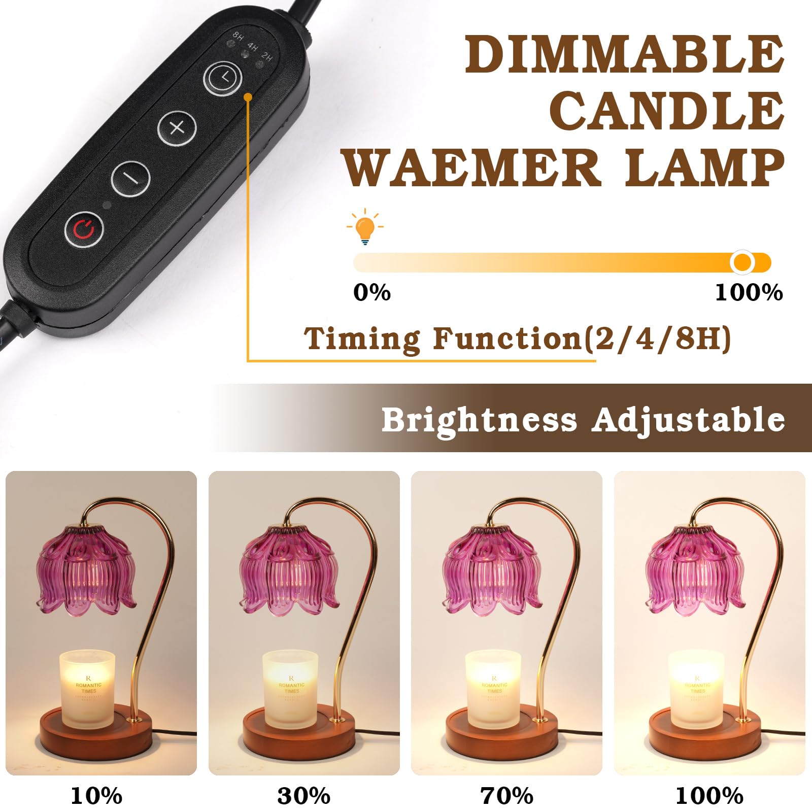 Flower Candle Warmer Lamp with Timer, Dimmable Candle Lamp Warmer, Christmas Birthday Gift for Women Mom, House Warming for New Home Decor, Lotus Wax Melt Warmer for Jar Candles
