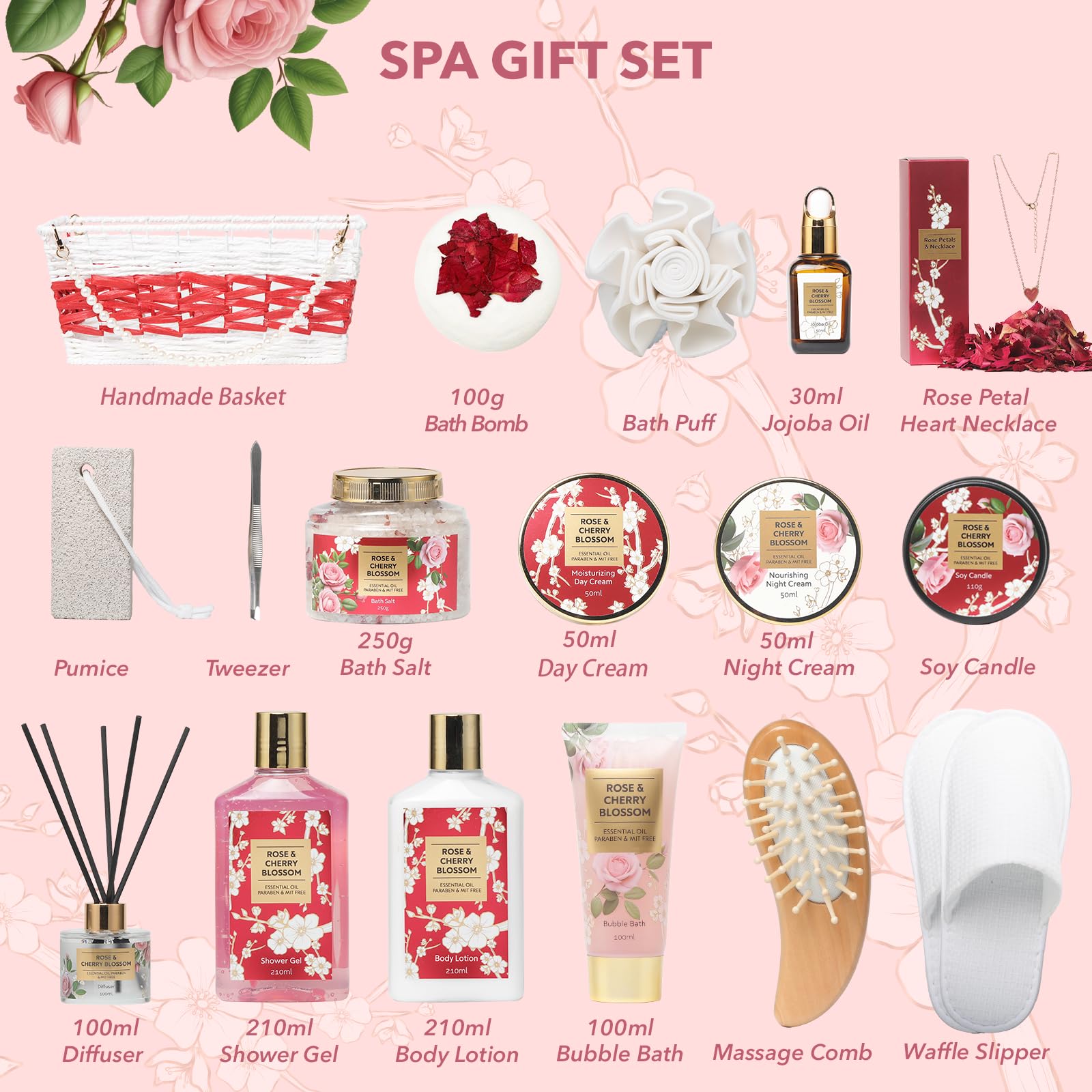 Christmas Gift Basket Set for Women - Ultimate 15-Piece Bath & Body Gift Set, Spa Gift Basket, Bath Collection | Birthday Gift, Mothers Day Gifts for Mom, Perfect Present for Her & Mom All Occasions