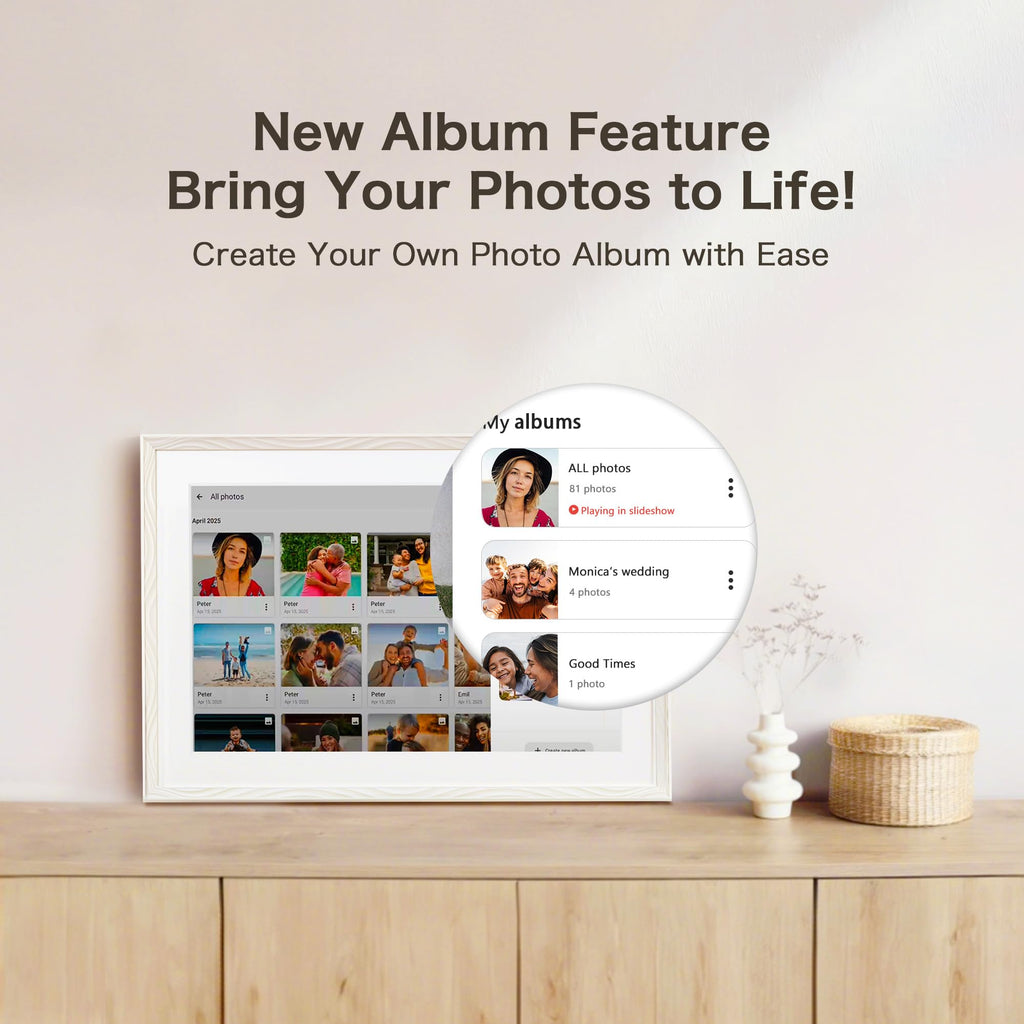 Digital Picture Frame, 10.1'' Frameo Digital Frame Wifi, 32GB Memory, 1280*800 HD Touch Screen Digital Photo Frame, Wall Mountable, Auto-Rotate, Share Instantly, Wedding, Birthday Gifts for Women, Mom