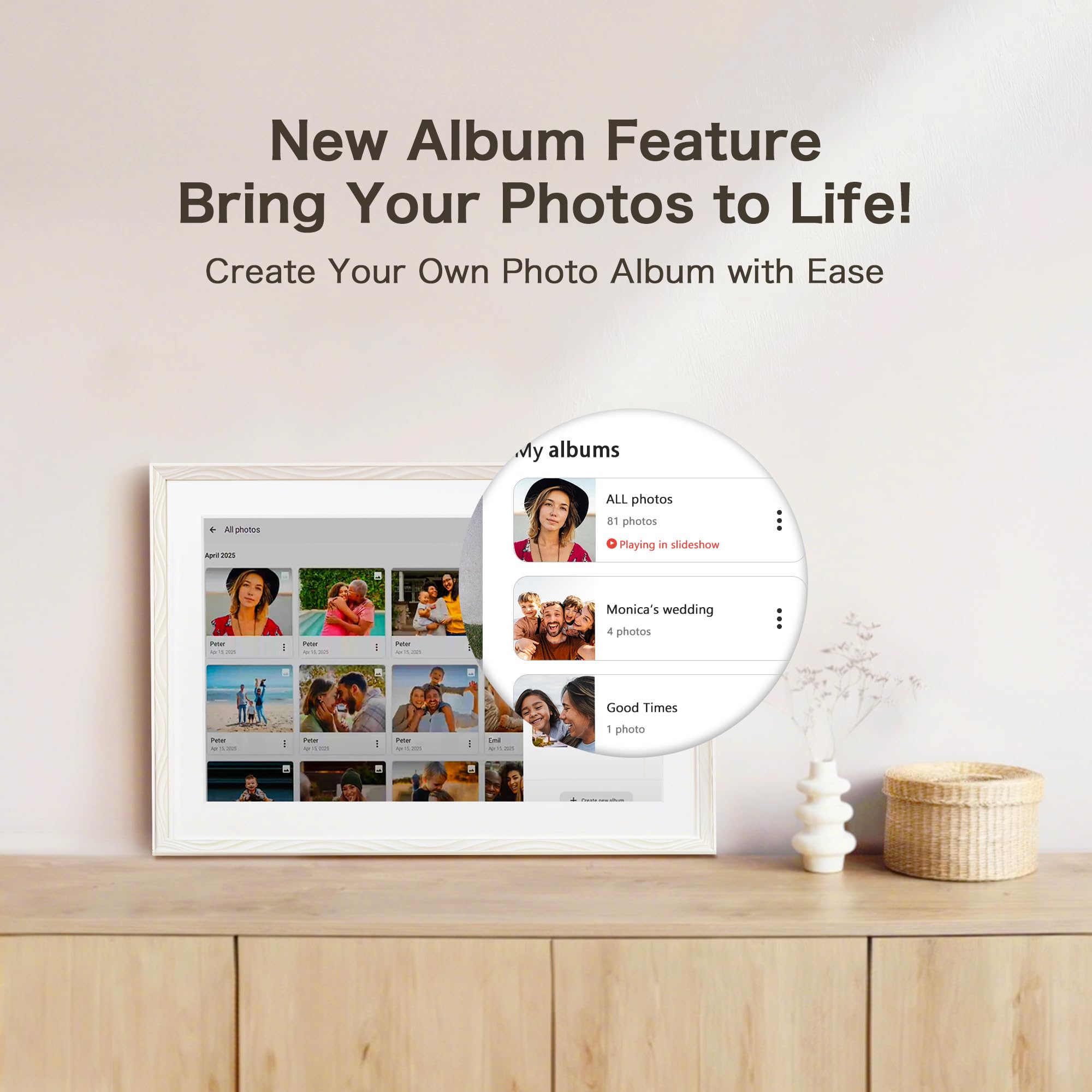 Digital Picture Frame, 10.1'' Frameo Digital Frame Wifi, 32GB Memory, 1280*800 HD Touch Screen Digital Photo Frame, Wall Mountable, Auto-Rotate, Share Instantly, Wedding, Birthday Gifts for Women, Mom