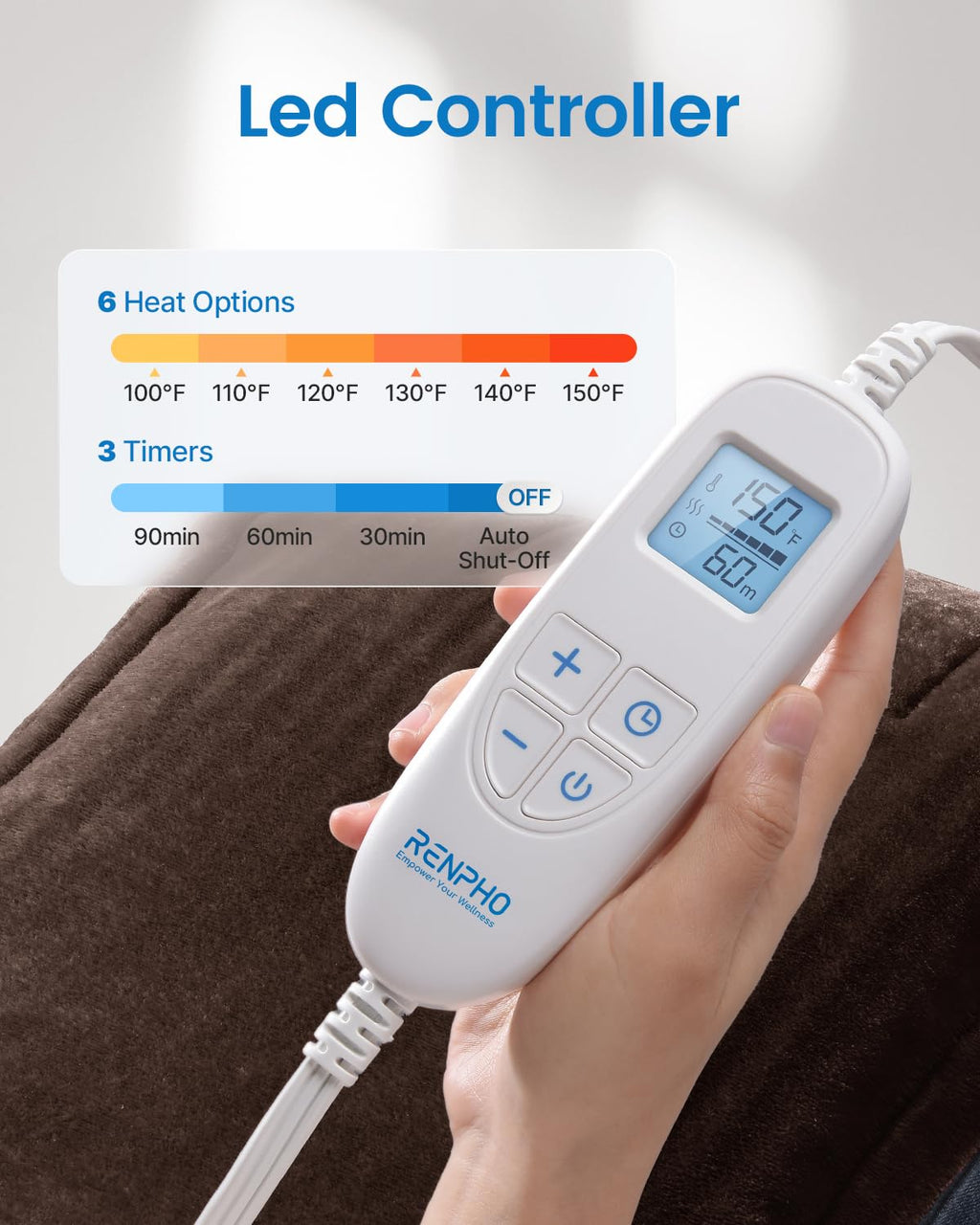 RENPHO Electric Heating Pad for Back, Birthday Christmas Gifts for Women Men Mom Dad Elderly, FSA Eligible Items Only List, Large Heat Pad for Neck Shoulders, 24"x33", ETL Certified, Gray