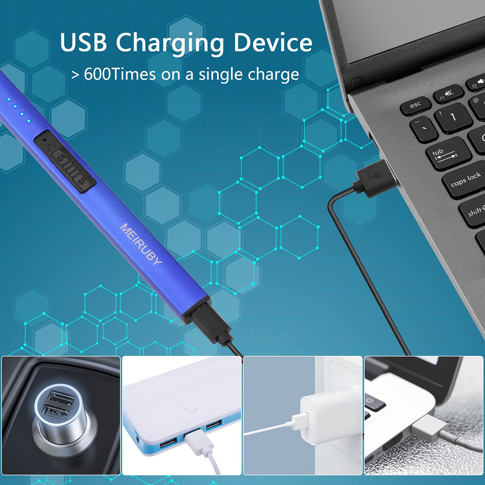 MEIRUBY Electric Candle Lighter, Christmas Stocking Stuffers Gifts for Women Mom Men Wife Sister, USB Arc Rechargeable Windproof Long Lighter for Candle BBQ Housewarming Birthday Gifts Idals