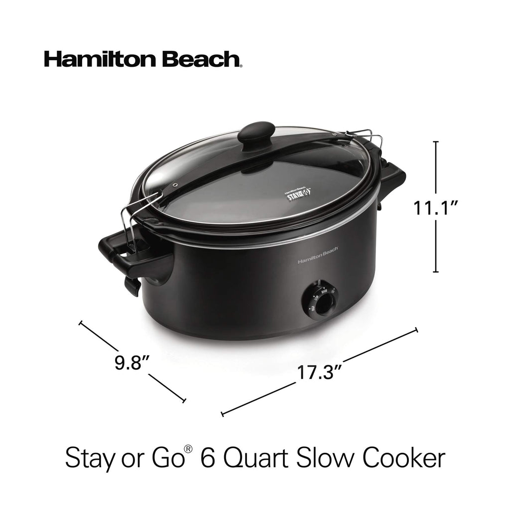 Hamilton Beach Slow Cooker, Extra Large 10 Quart, Stay or Go Portable With Lid Lock, Dishwasher Safe Crock, Black (33195)